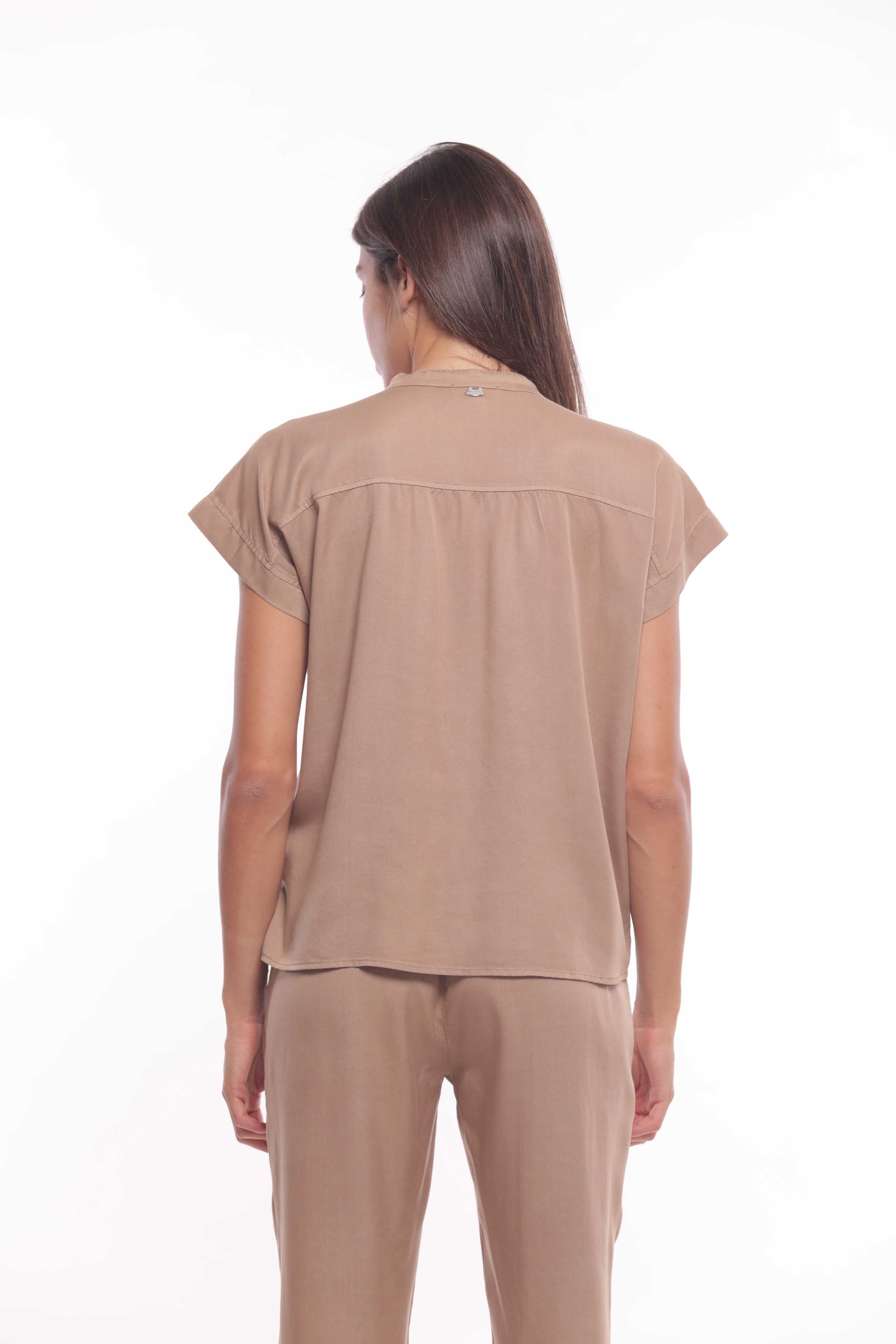 CAMICIA MANICHE CORTE IN TENCEL
