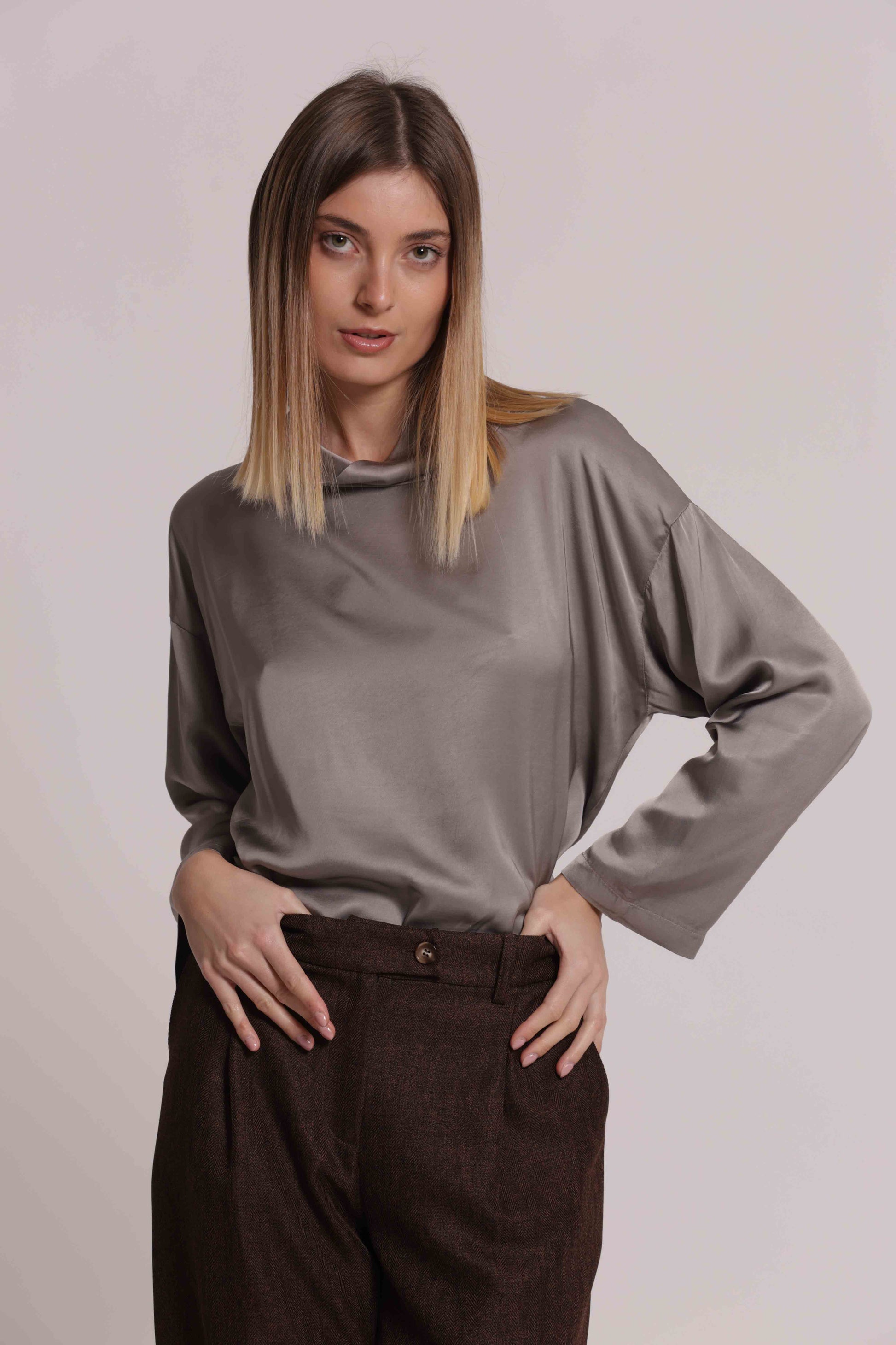 MIMI MUA FIRENZE-BLUSA OVER IN RASO DI VISCOSA