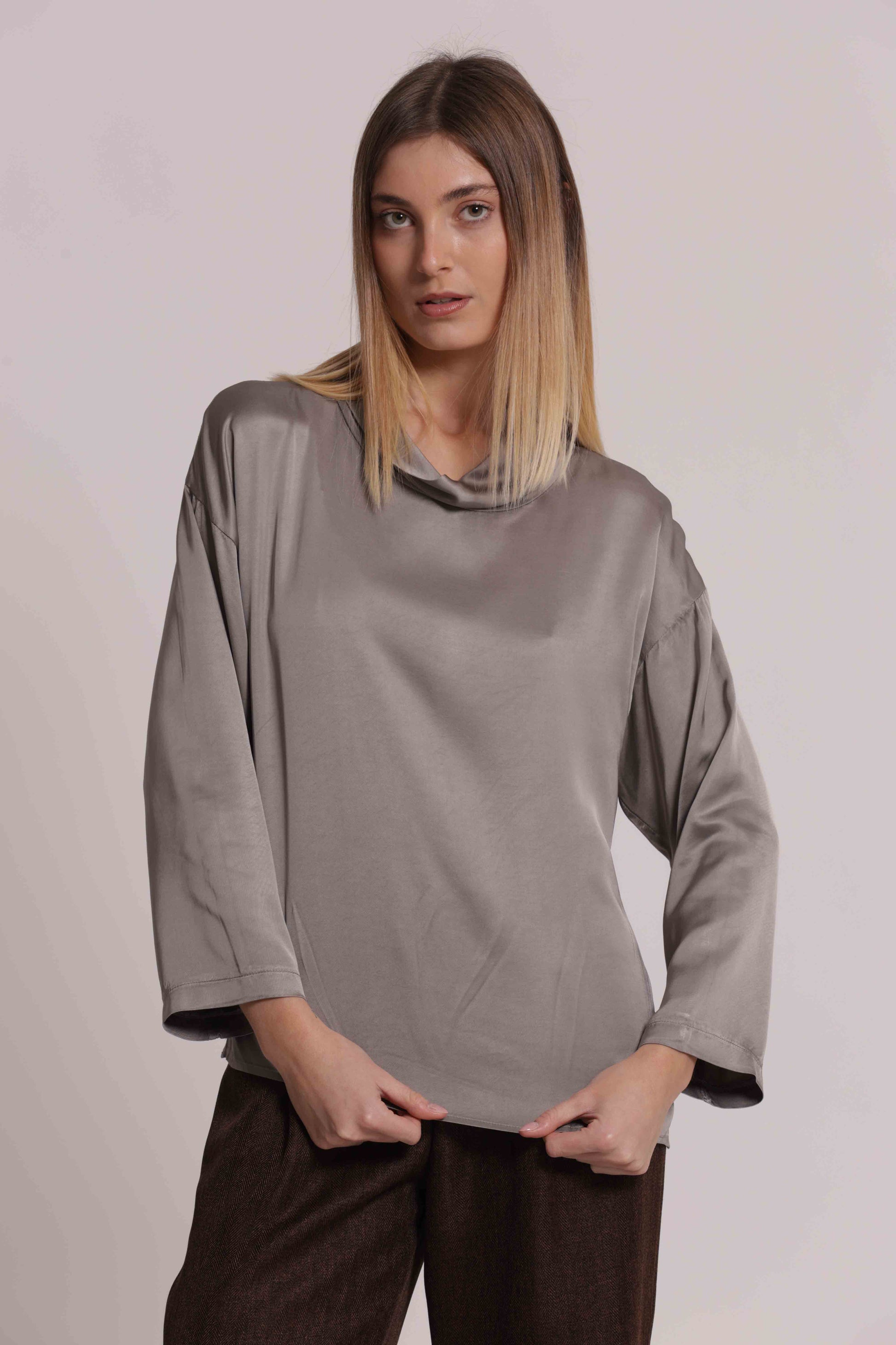 MIMI MUA FIRENZE-BLUSA OVER IN RASO DI VISCOSA