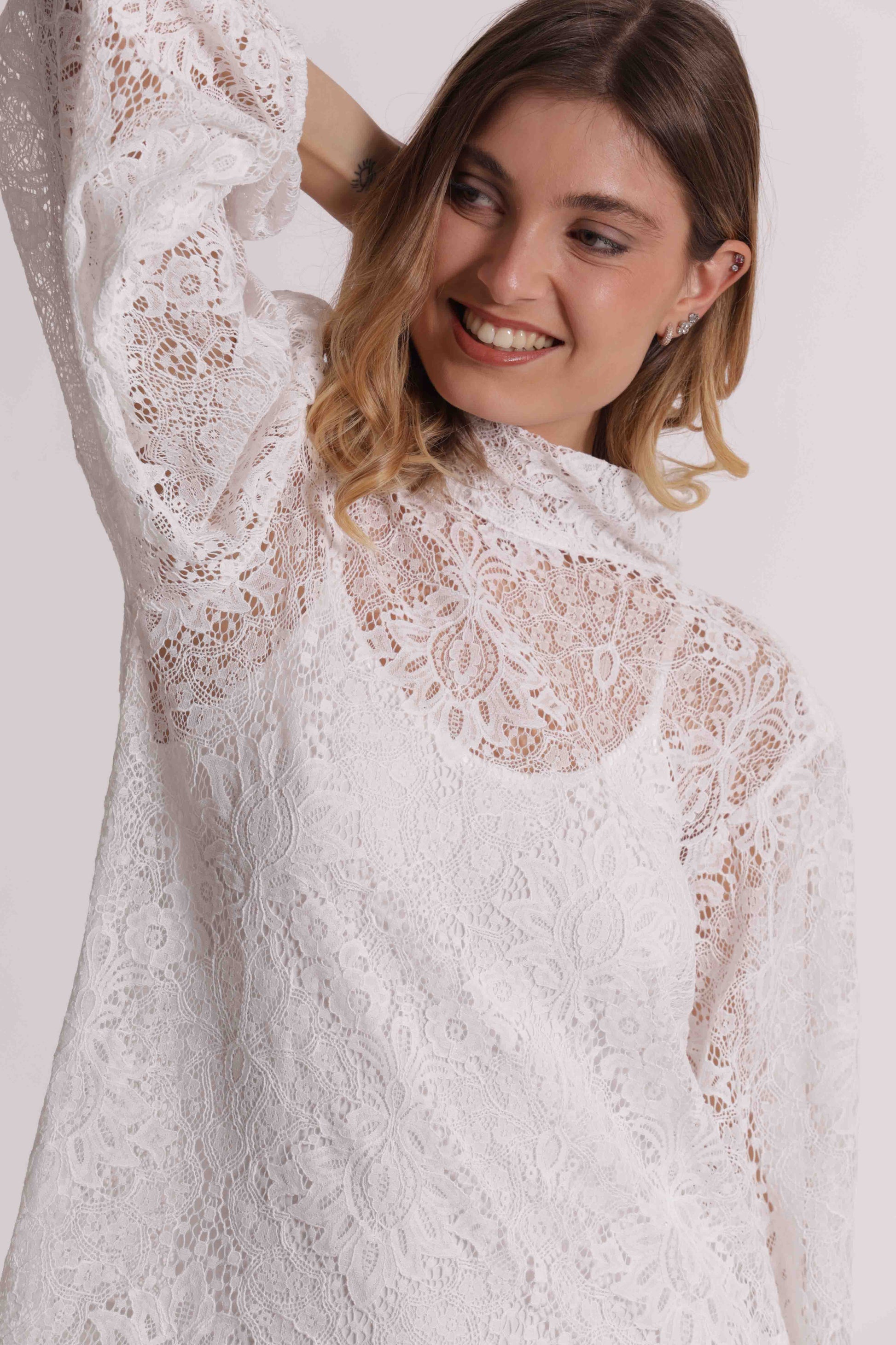 MIMI MUA FIRENZE-BLUSA IN PIZZO