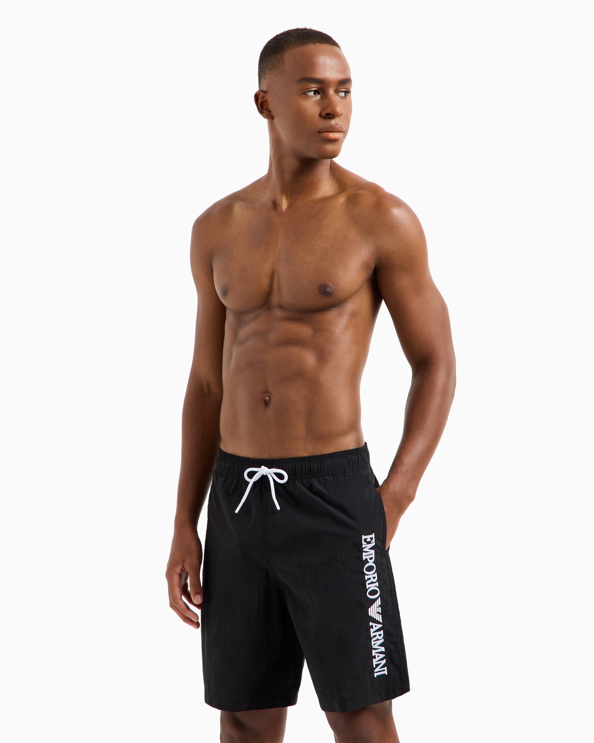 COSTUME BERMUDA CON RICAMO LOGO VERTICALE