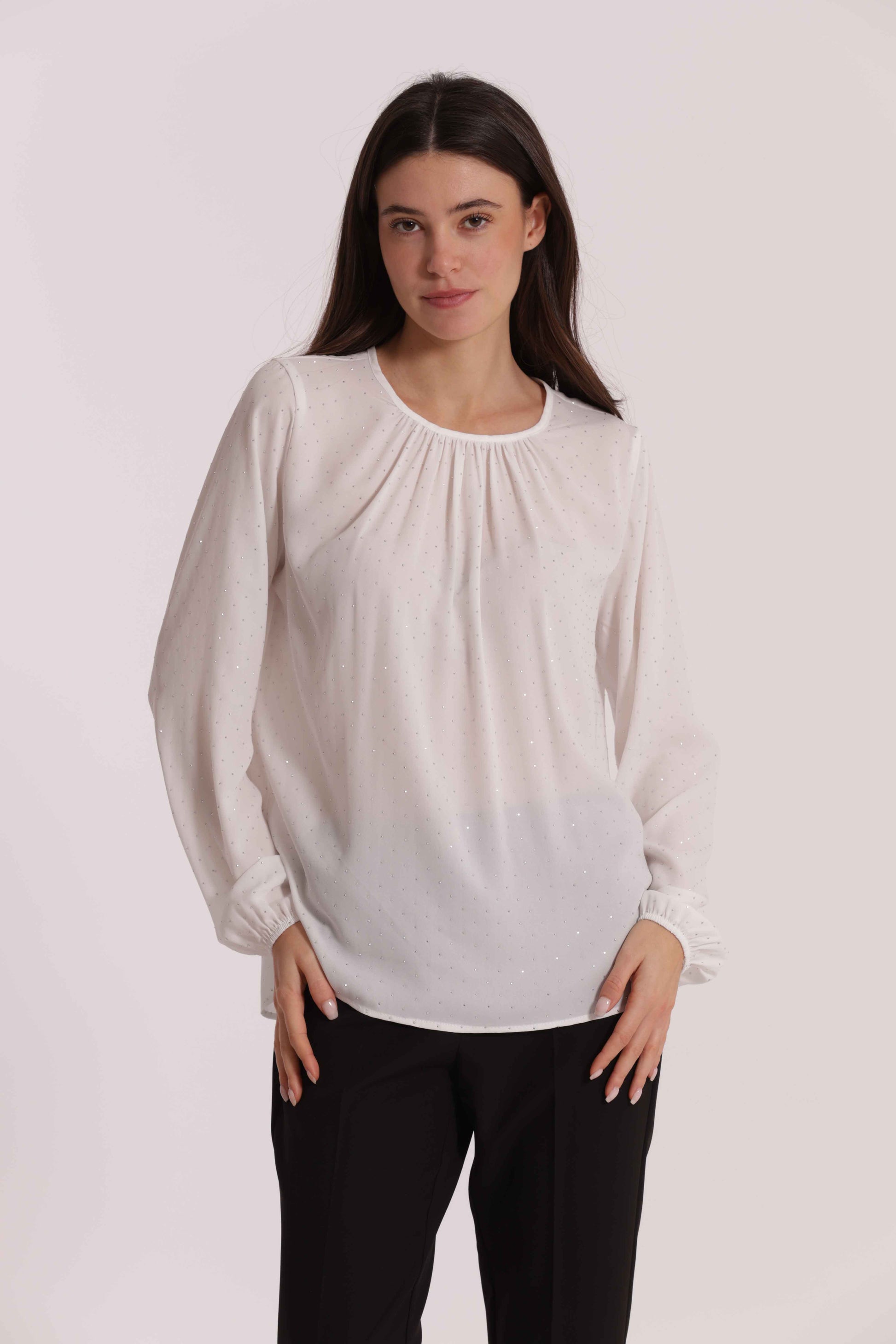 BLUSA IN GEORGETTE CON STRASS