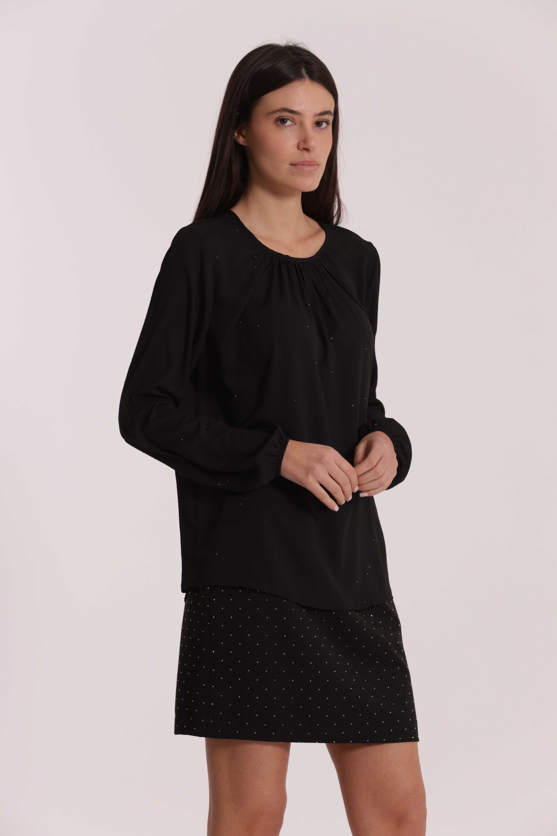 BLUSA IN GEORGETTE CON STRASS