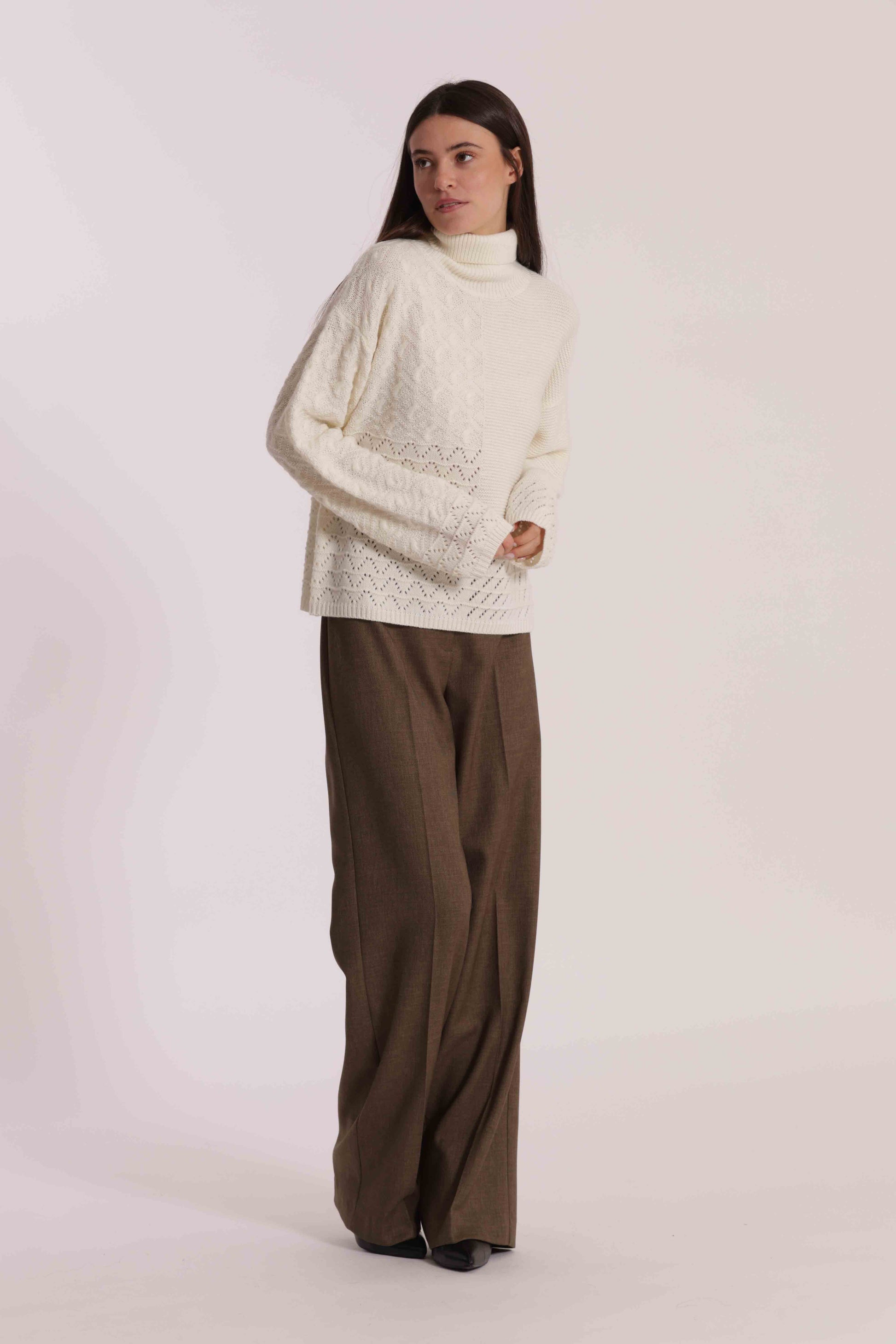 PANTALONE PALAZZO IN TESSUTO FIAMMATO