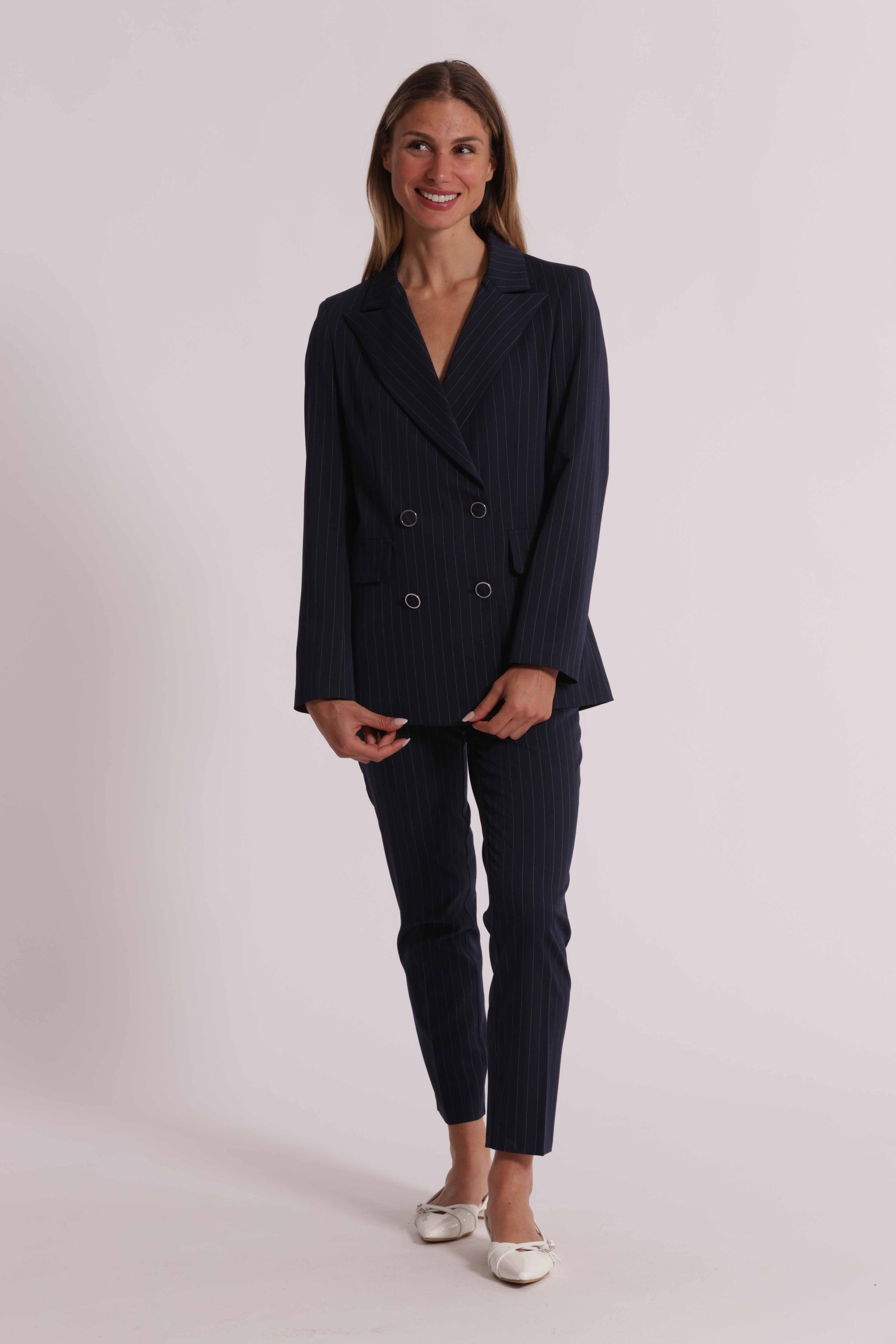 PANTALONE SIGARETTA CON ELASTICO DIETRO GESSATO
