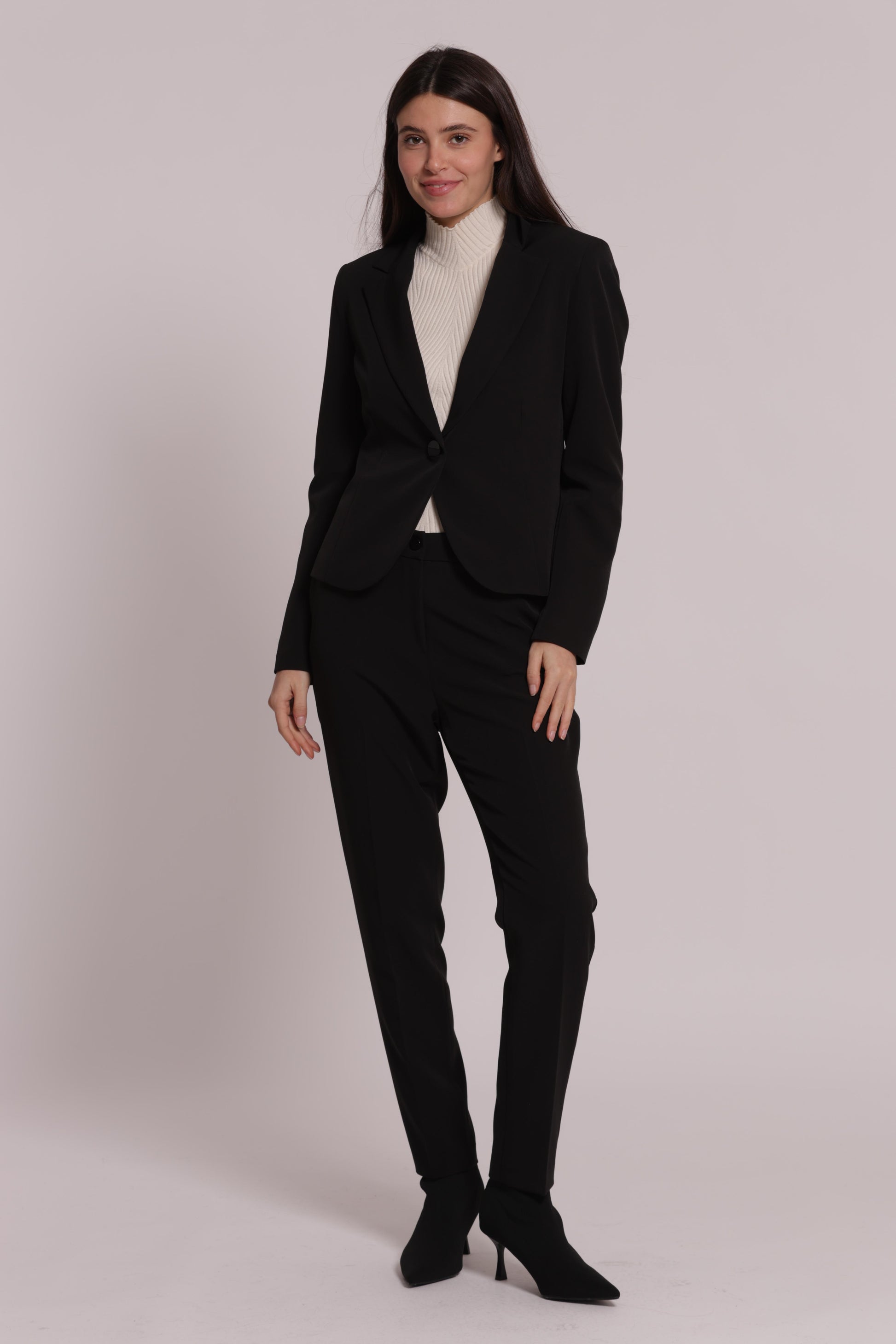 MIMI MUA FIRENZE-PANTALONE SIGARETTA CON ELASTICO DIETRO IN TESSUTO TECNICO