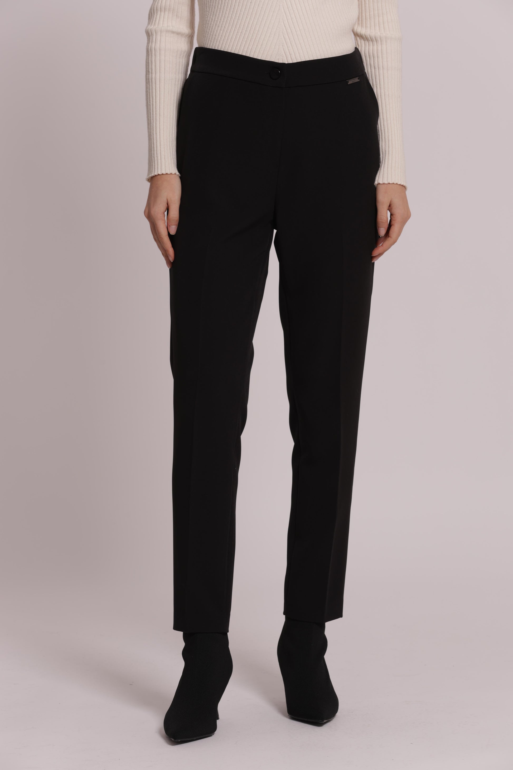 MIMI MUA FIRENZE-PANTALONE SIGARETTA CON ELASTICO DIETRO IN TESSUTO TECNICO