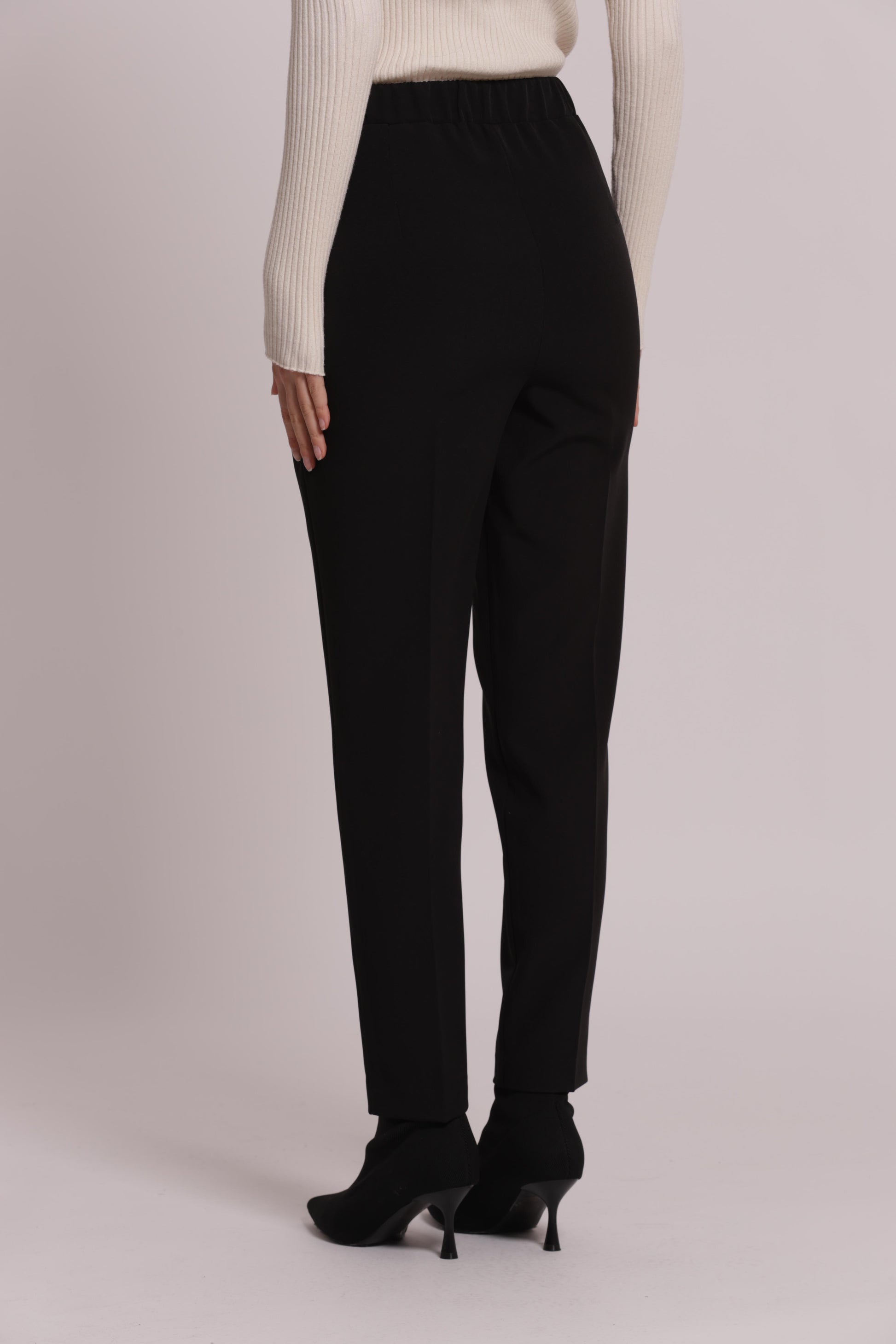 MIMI MUA FIRENZE-PANTALONE SIGARETTA CON ELASTICO DIETRO IN TESSUTO TECNICO