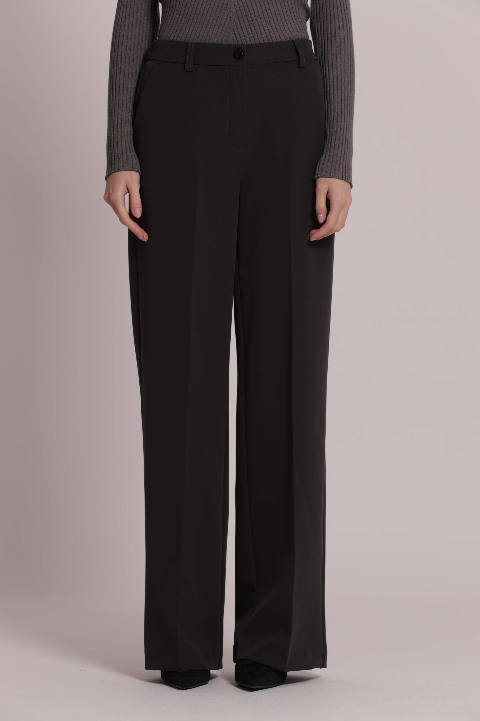 MIMI MUA FIRENZE-PANTALONE PALAZZO CON ELASTICO DIETRO IN TESSUTO TECNICO
