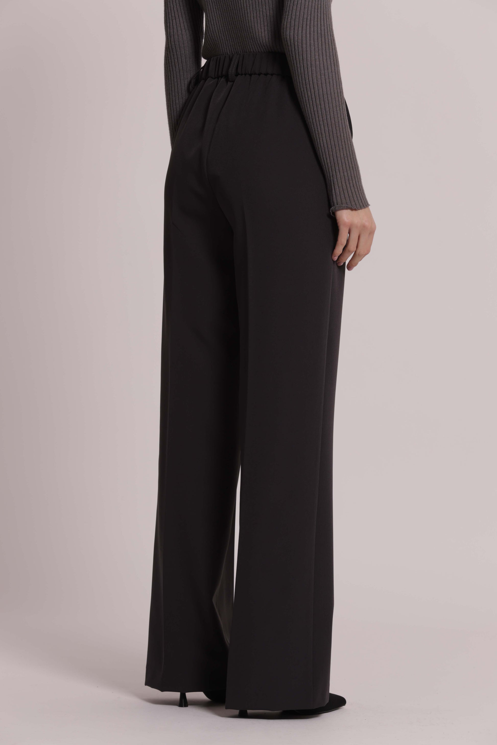 MIMI MUA FIRENZE-PANTALONE PALAZZO CON ELASTICO DIETRO IN TESSUTO TECNICO