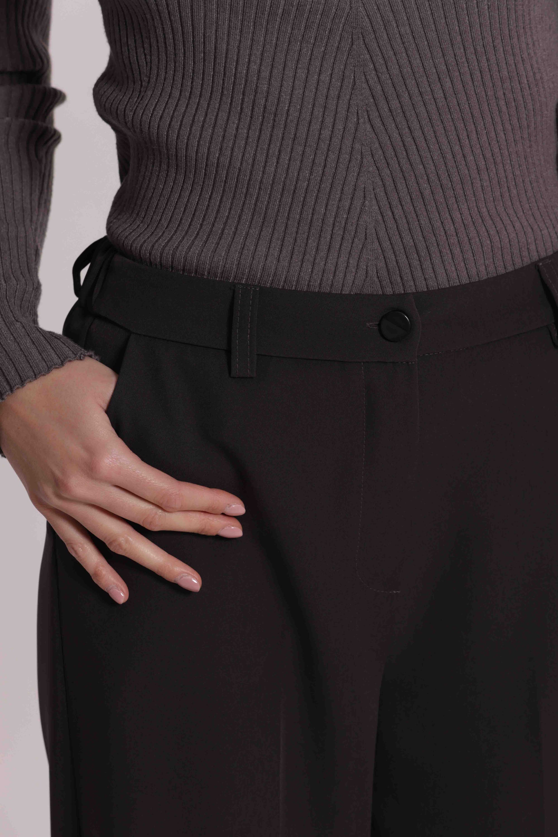 MIMI MUA FIRENZE-PANTALONE PALAZZO CON ELASTICO DIETRO IN TESSUTO TECNICO