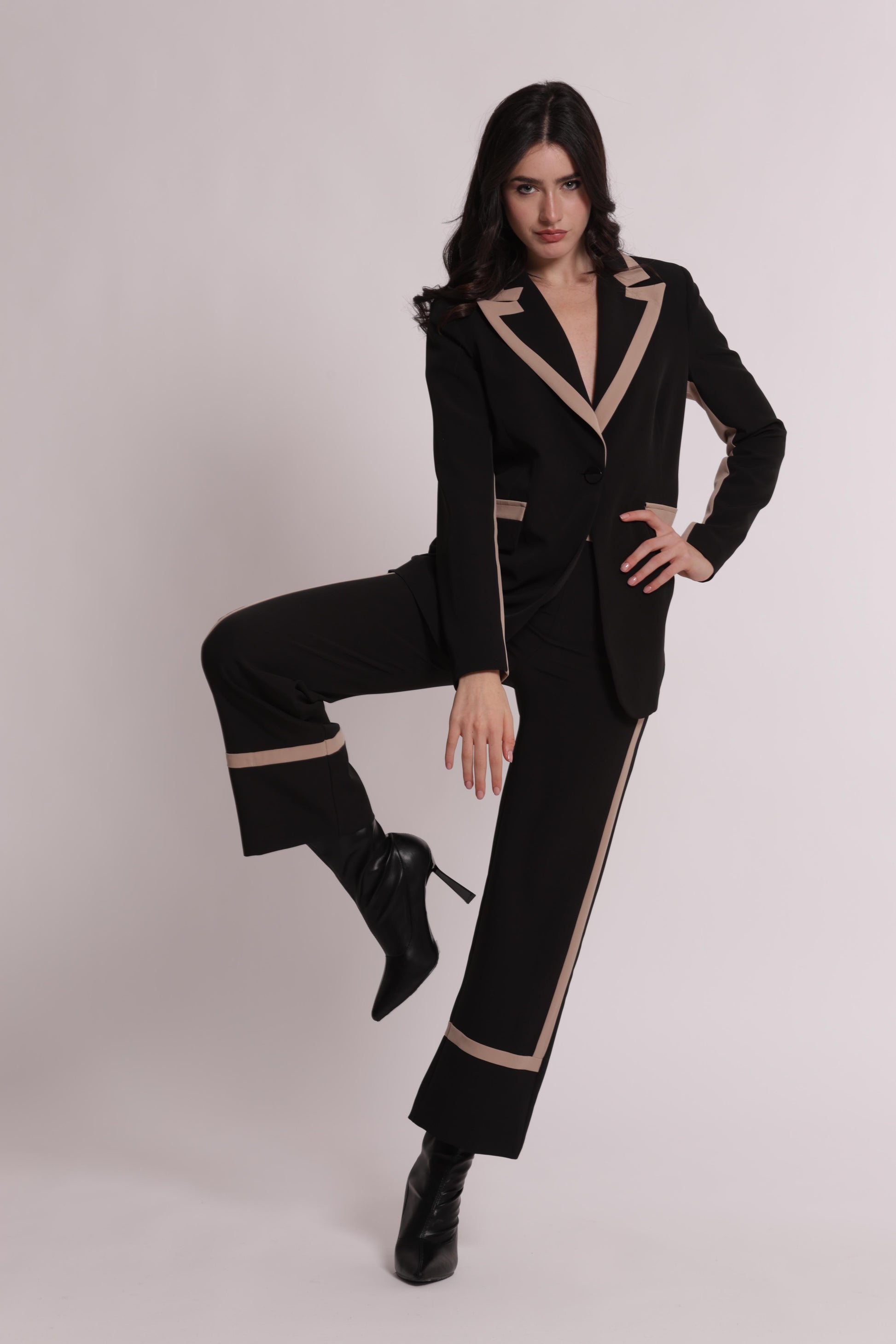 MIMI MUA FIRENZE-PANTALONE BICOLOR IN TESSUTO TECNICO