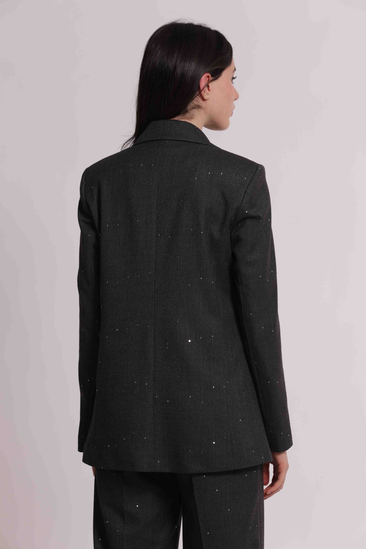 MIMI MUA FIRENZE-GIACCA LUNGA IN GESSATO CON PAILLETTES