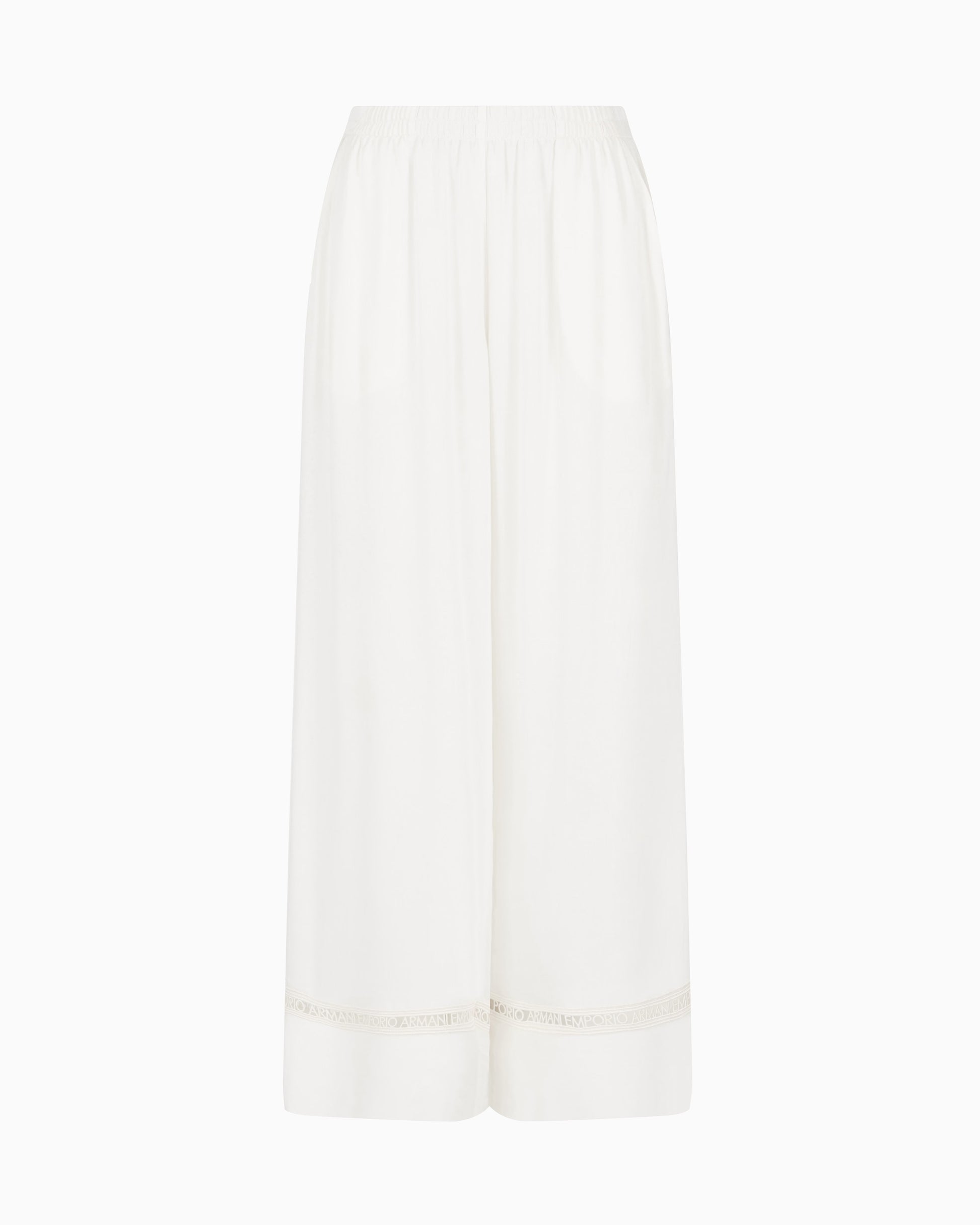 PANTALONI BEACHWEAR IN VISCOSA CON DETTAGLI MERLETTO LOGATI