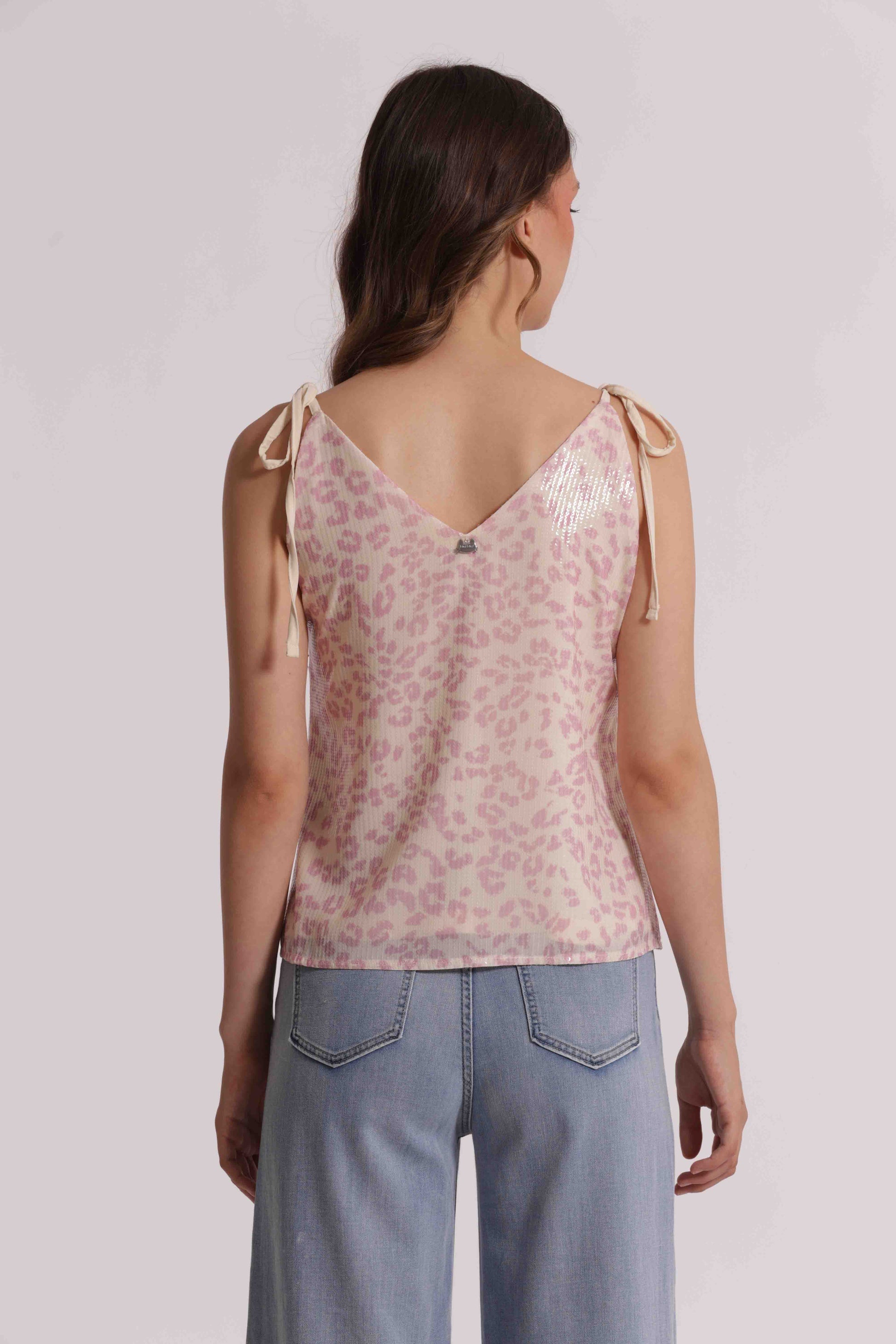 TOP CON PAILLETTES IN FANTASIA ANIMALIER