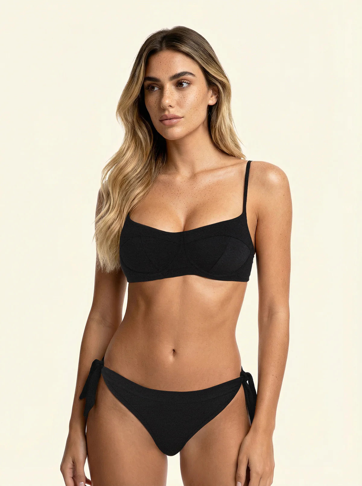 Bikini Donna F**K Reggiseno con Ferretto e Slip Regolabile Nero SW1804-BK