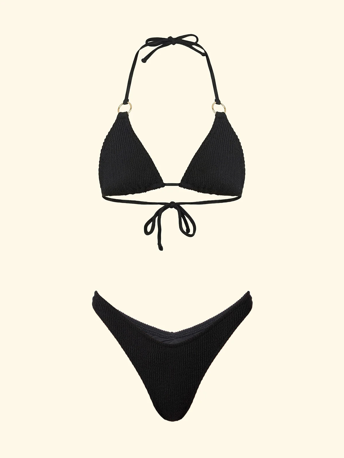 Bikini Donna F**K Triangolo con Slip Americano Fisso Nero SW1200-BK
