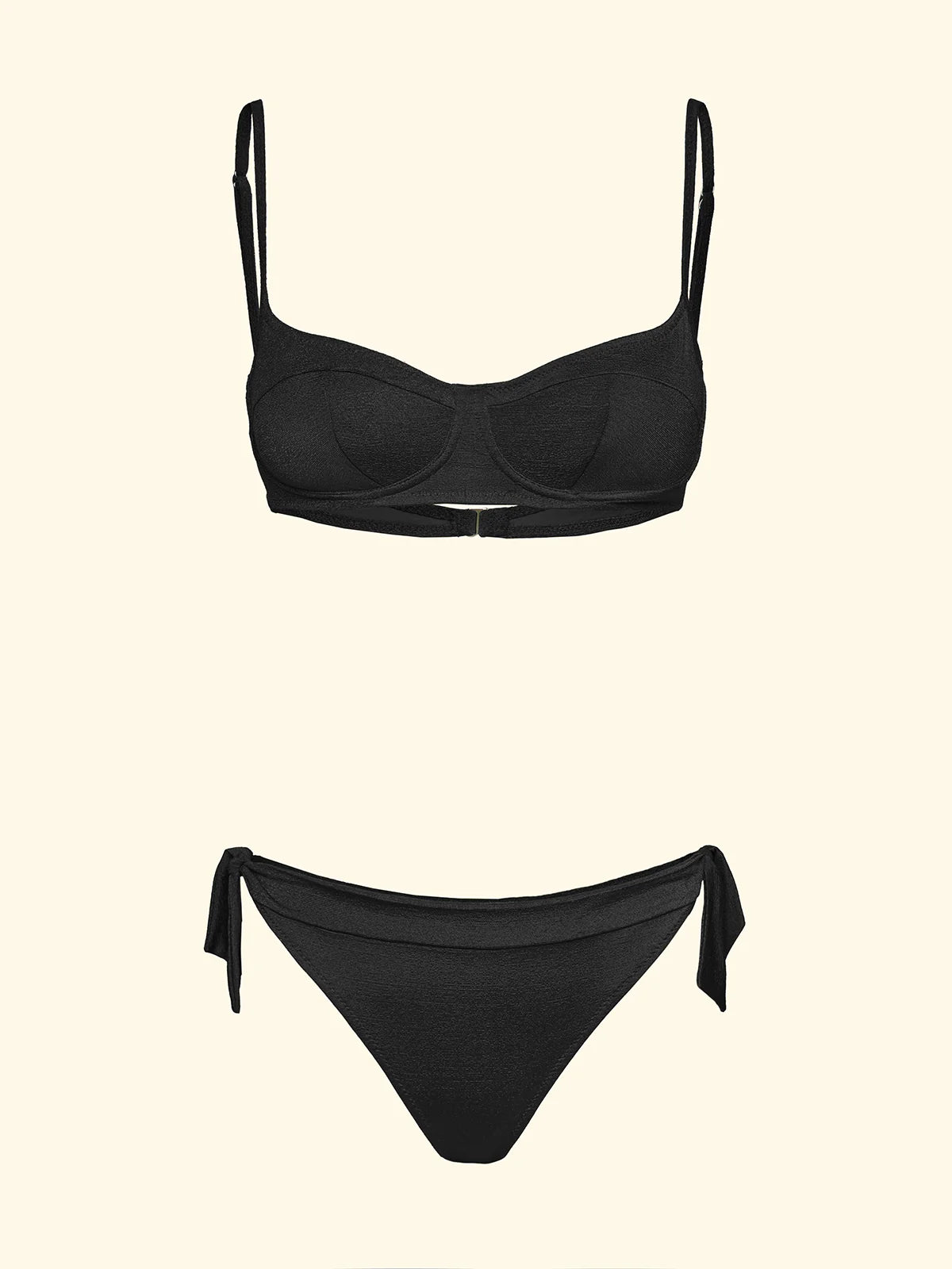 Bikini Donna F**K Reggiseno con Ferretto e Slip Regolabile Nero SW1804-BK
