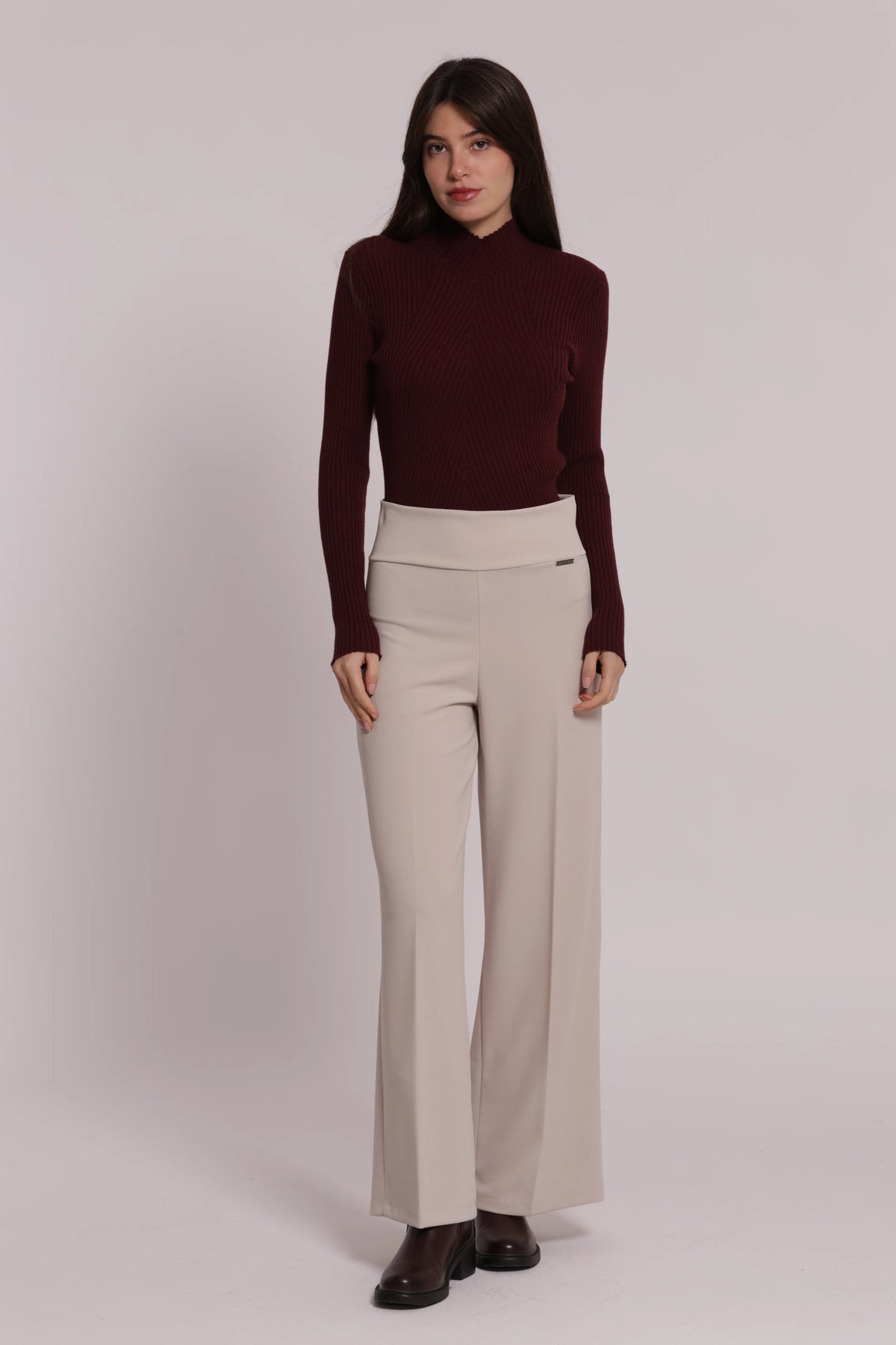 MIMI MUA FIRENZE-PANTALONE PALAZZO IN SCUBA CREPE