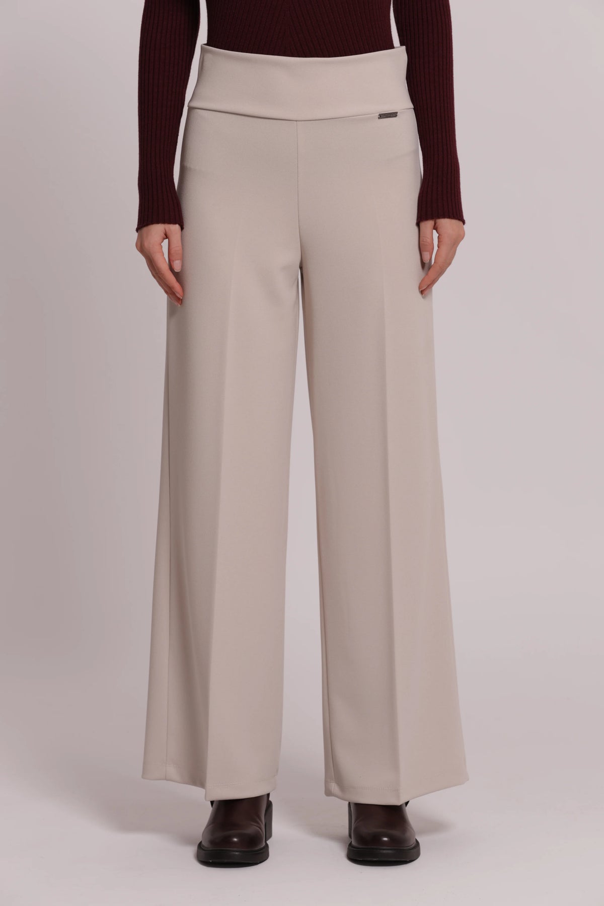 MIMI MUA FIRENZE-PANTALONE PALAZZO IN SCUBA CREPE