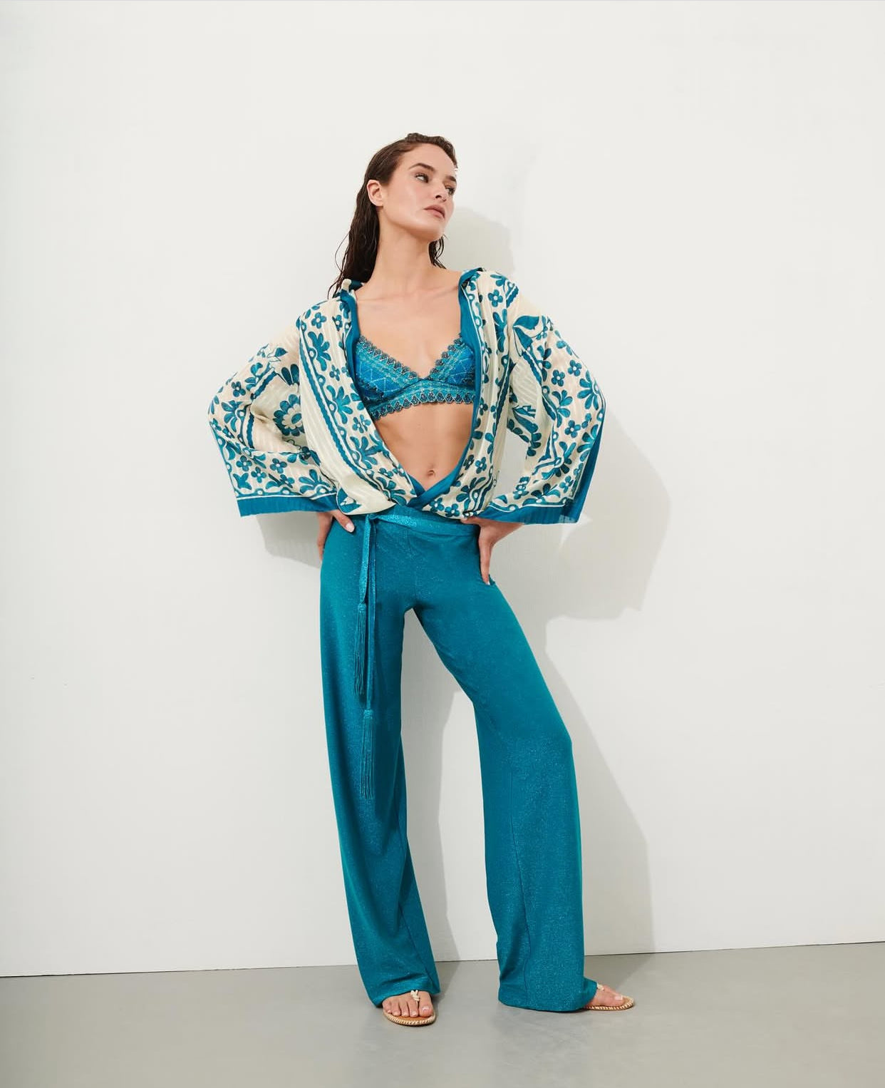 PANTALONI PALAZZO LUREX