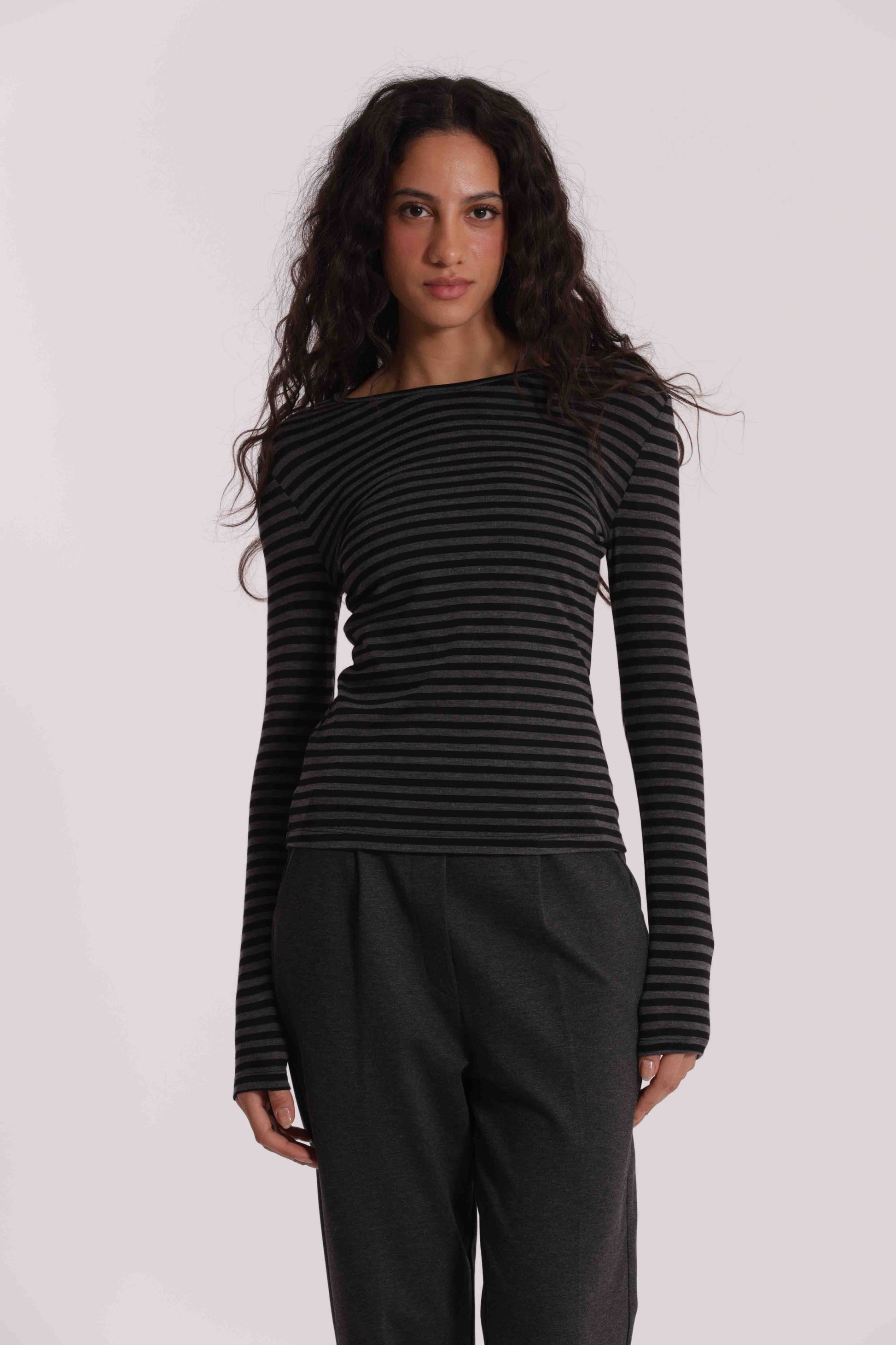 MAGLIA SCOLLO TONDO A RIGHE