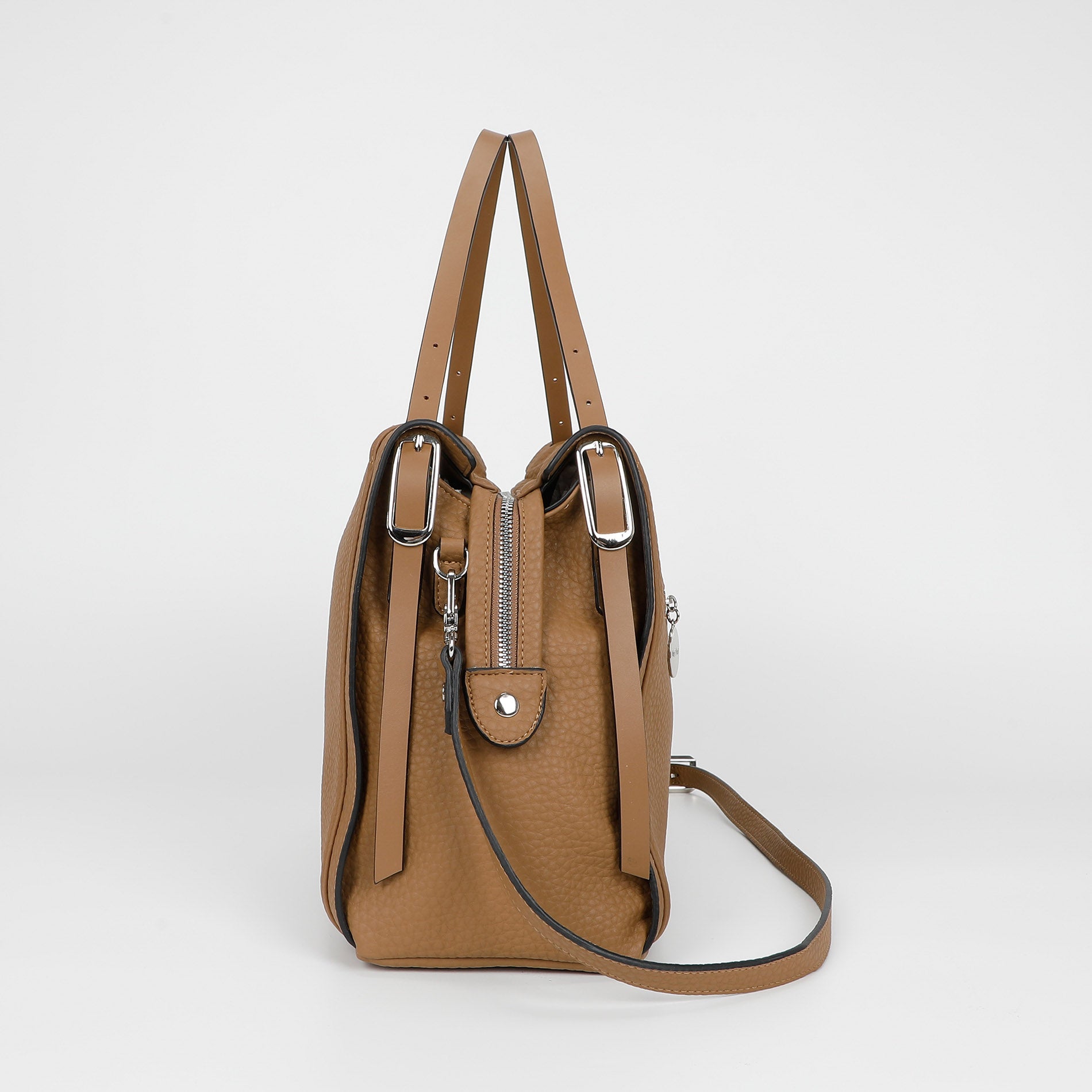 BORSA A SPALLA CON DOPPIO MANICO E CINTURINO