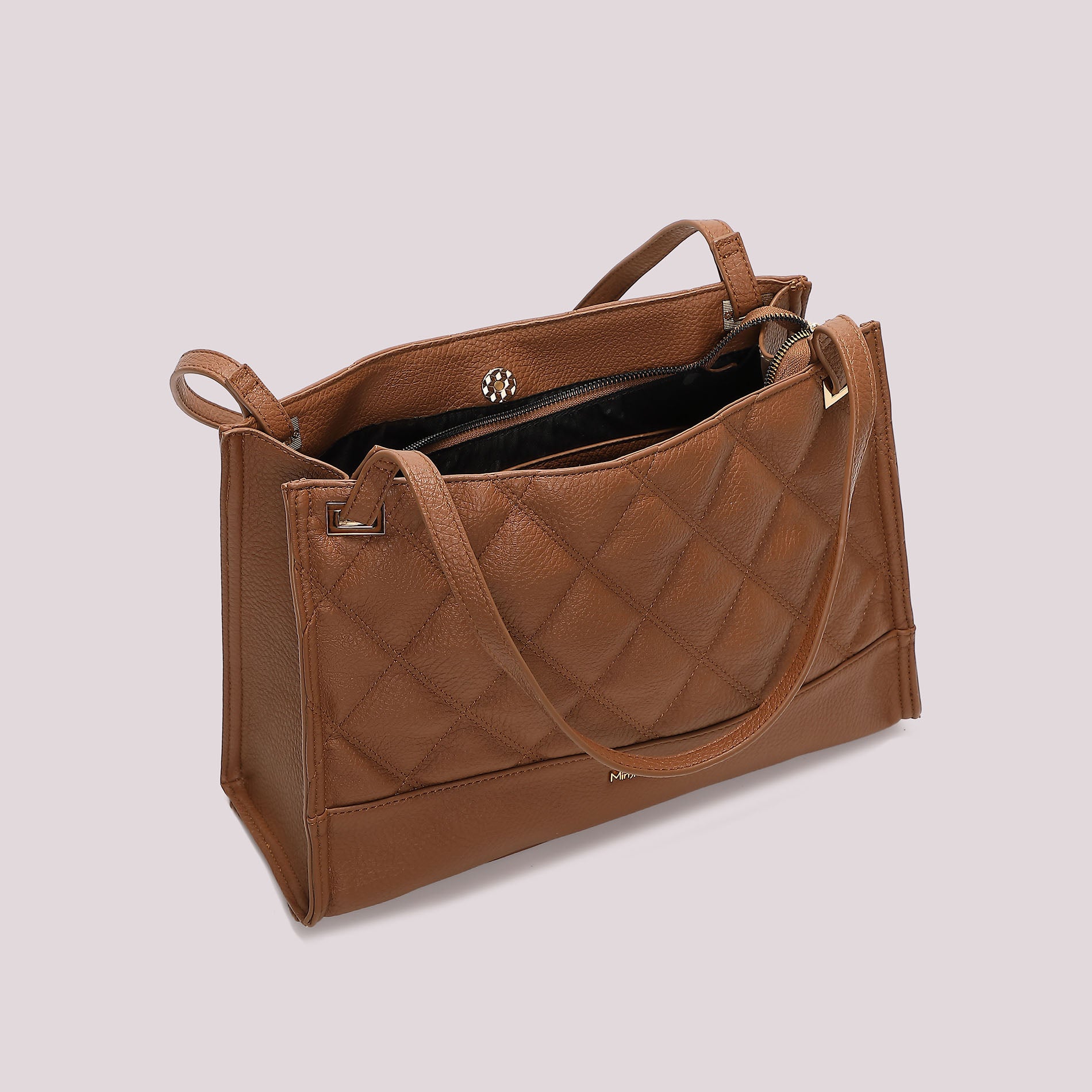 MIMI MUA FIRENZE-BORSA SHOPPING TRAPUNTATA CON BASE LISCIA