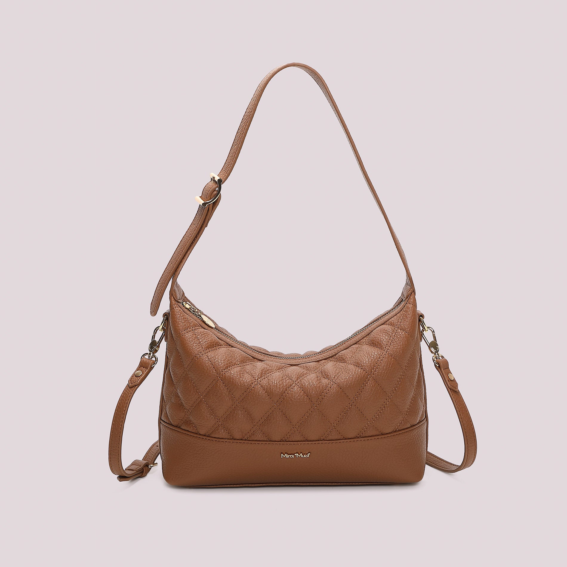 MIMI MUA FIRENZE-BORSA A SPALLA TRAPUNTATA CON BASE LISCIA