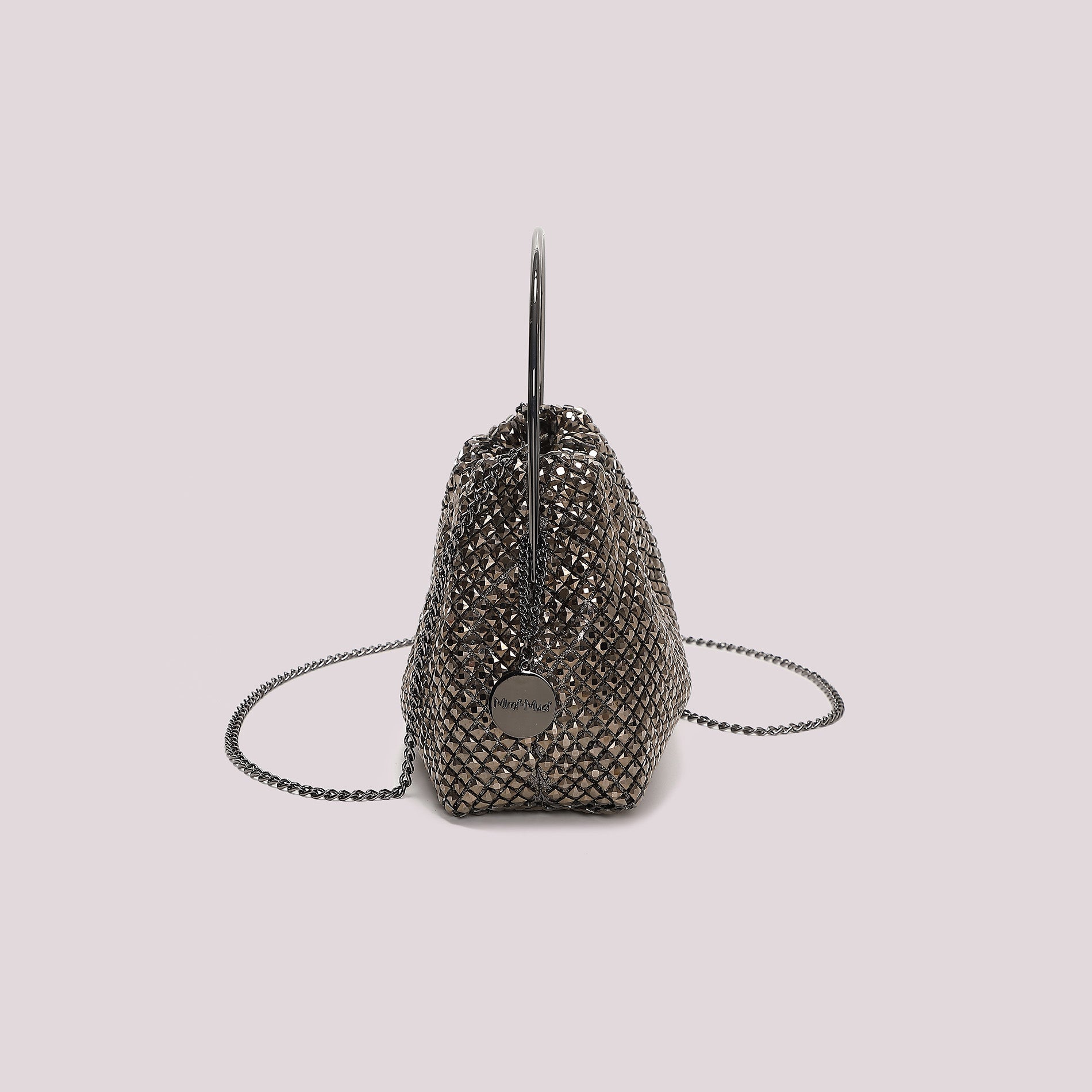 MIMI MUA FIRENZE-BORSA MORBIDA DI STRASS CON MANICO RIGIDO