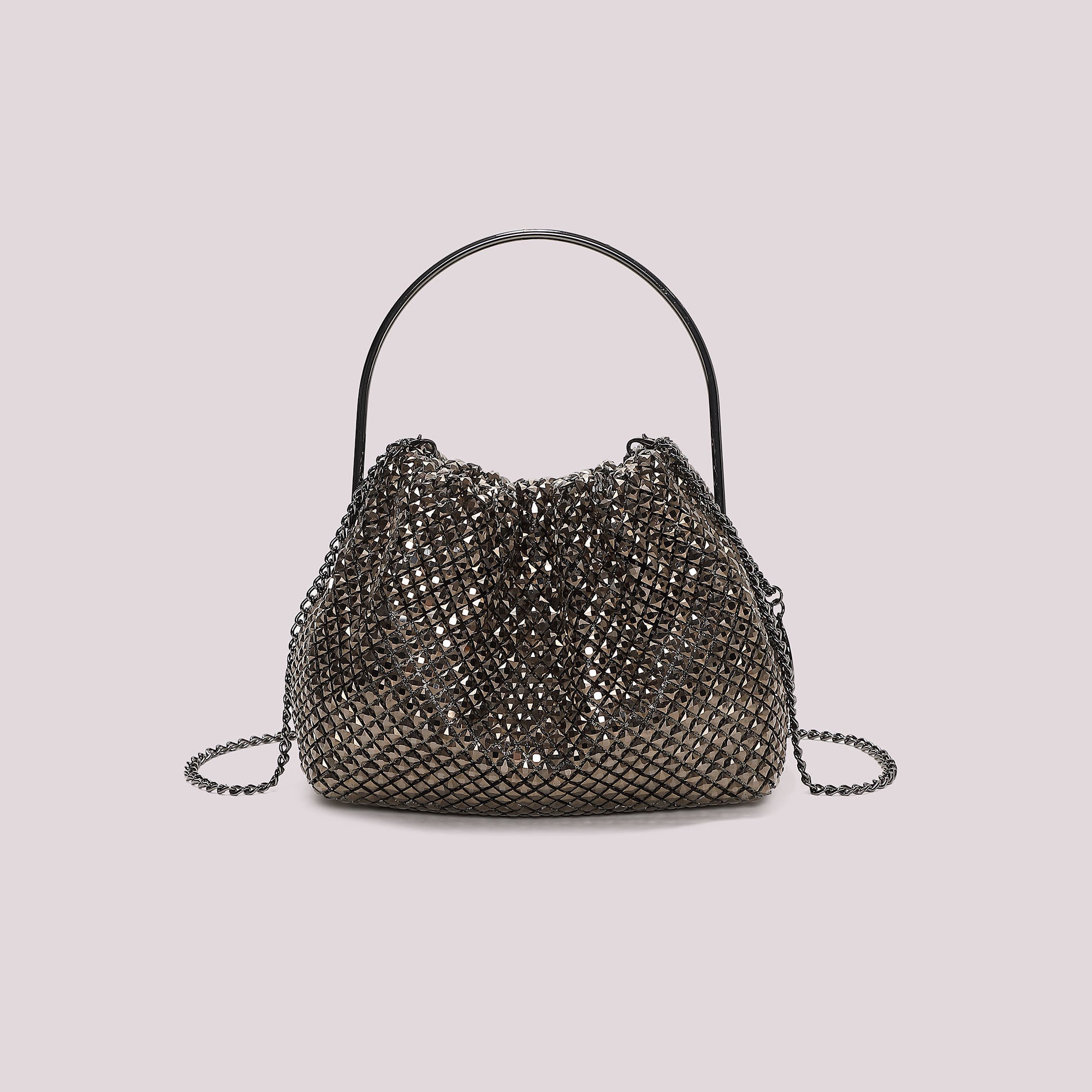 MIMI MUA FIRENZE-BORSA MORBIDA DI STRASS CON MANICO RIGIDO