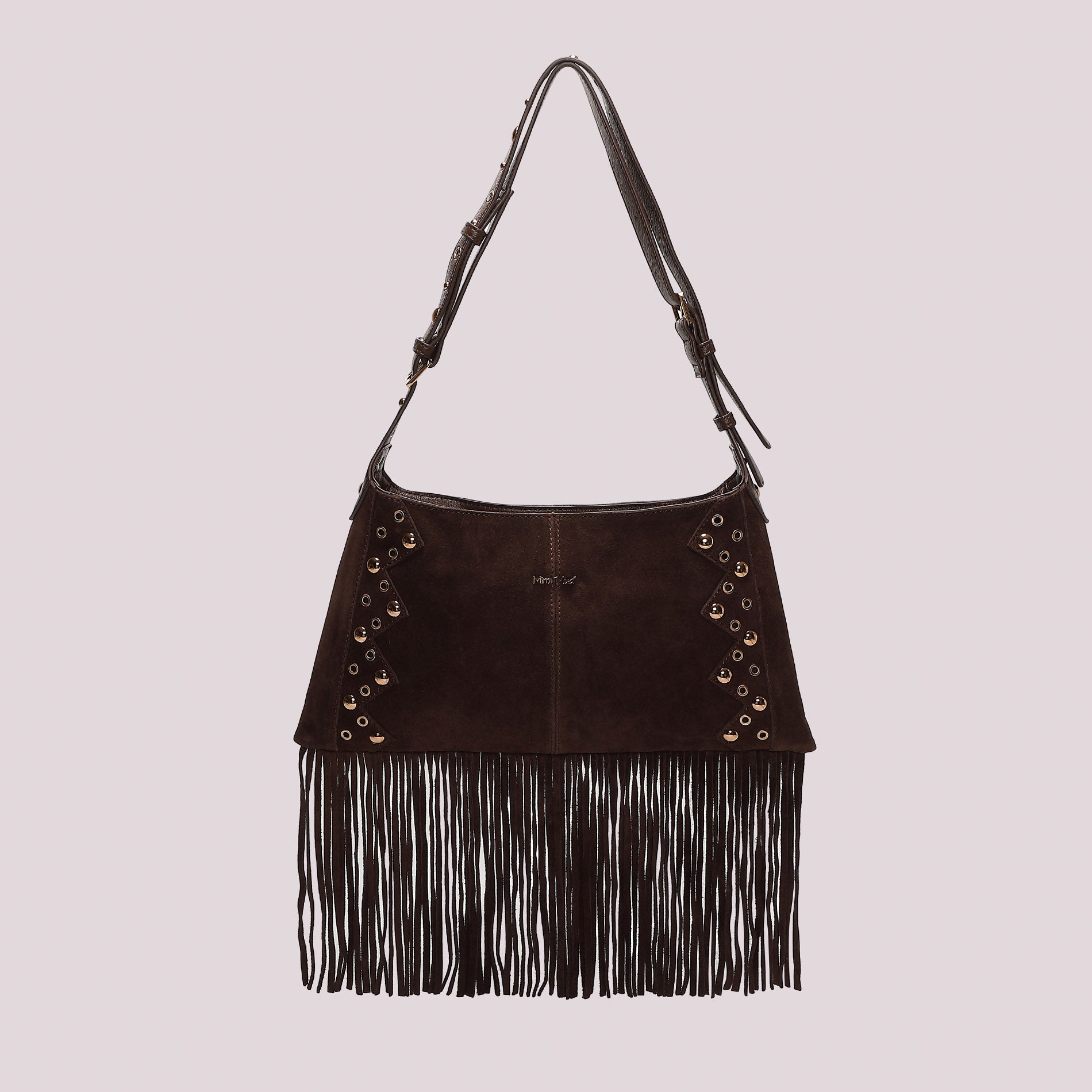 MIMI MUA FIRENZE-BORSA A TRACOLLA CON FRANGE E BORCHIE