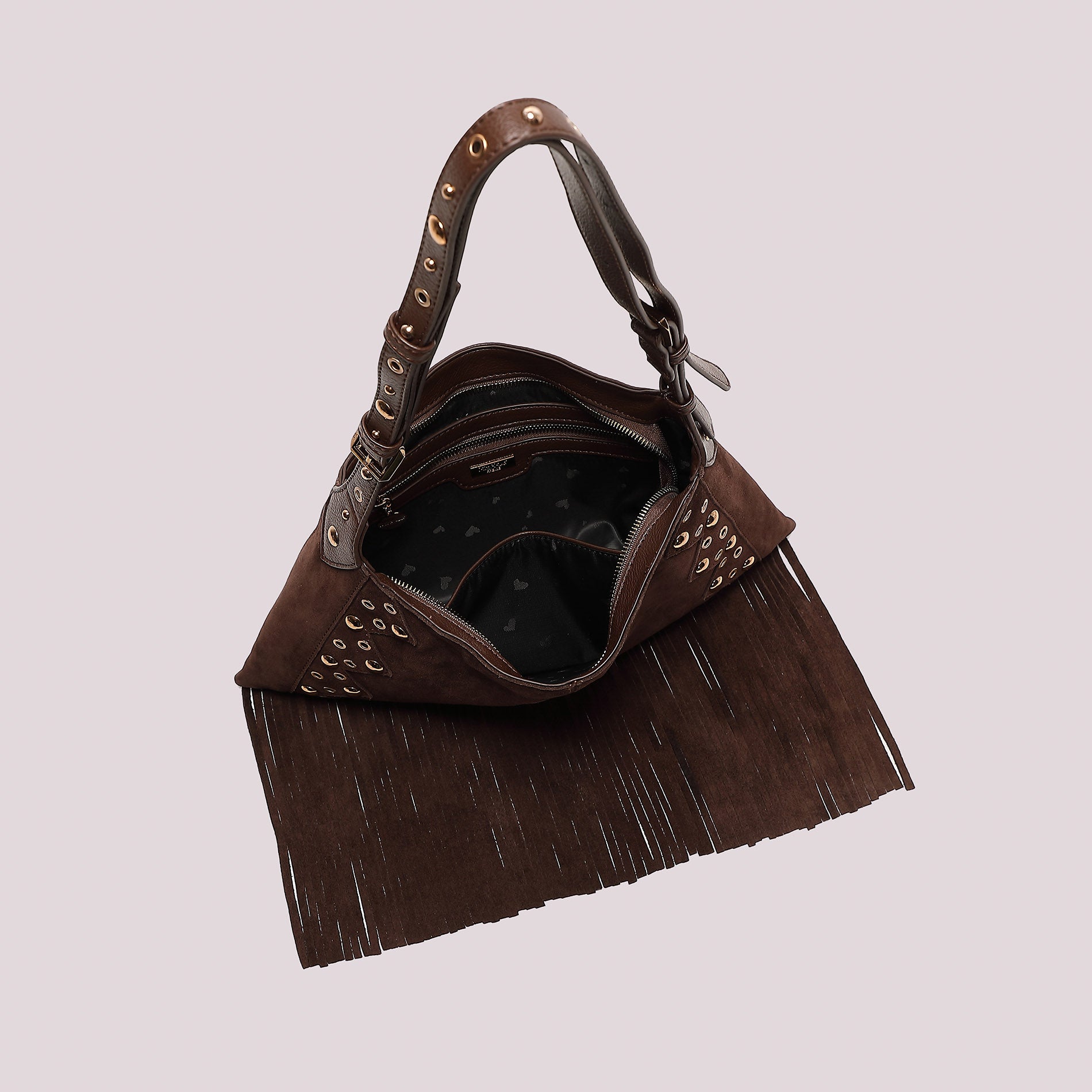 MIMI MUA FIRENZE-BORSA A TRACOLLA CON FRANGE E BORCHIE