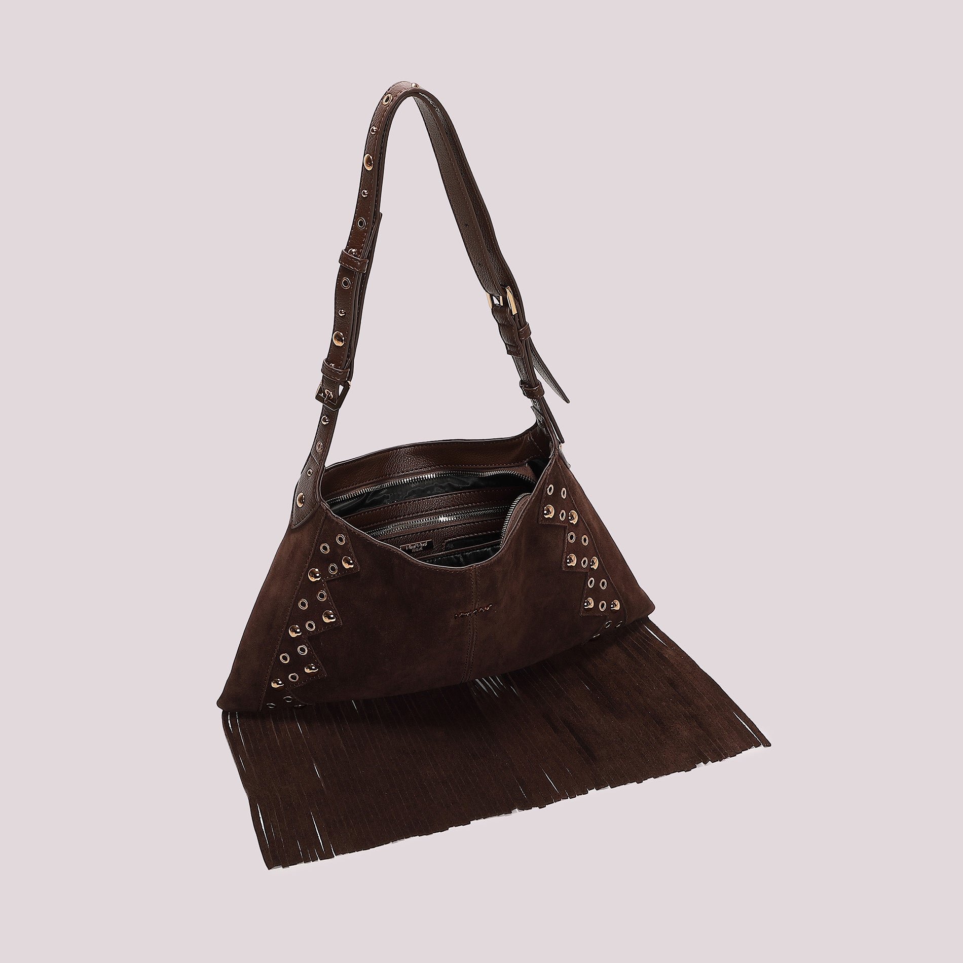 MIMI MUA FIRENZE-BORSA A TRACOLLA CON FRANGE E BORCHIE