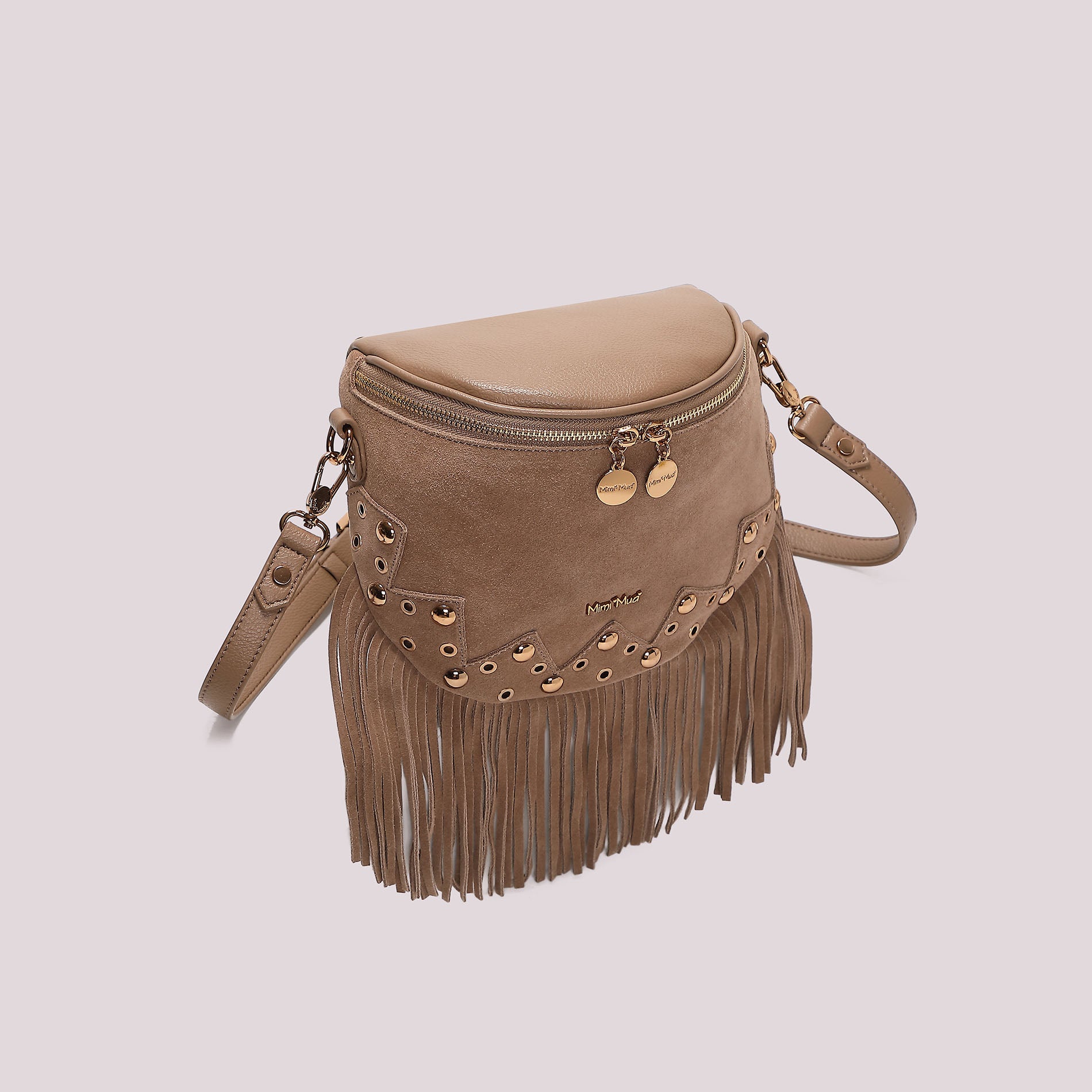 MIMI MUA FIRENZE-BORSA MARSUPIO CON FRANGE E BORCHIE