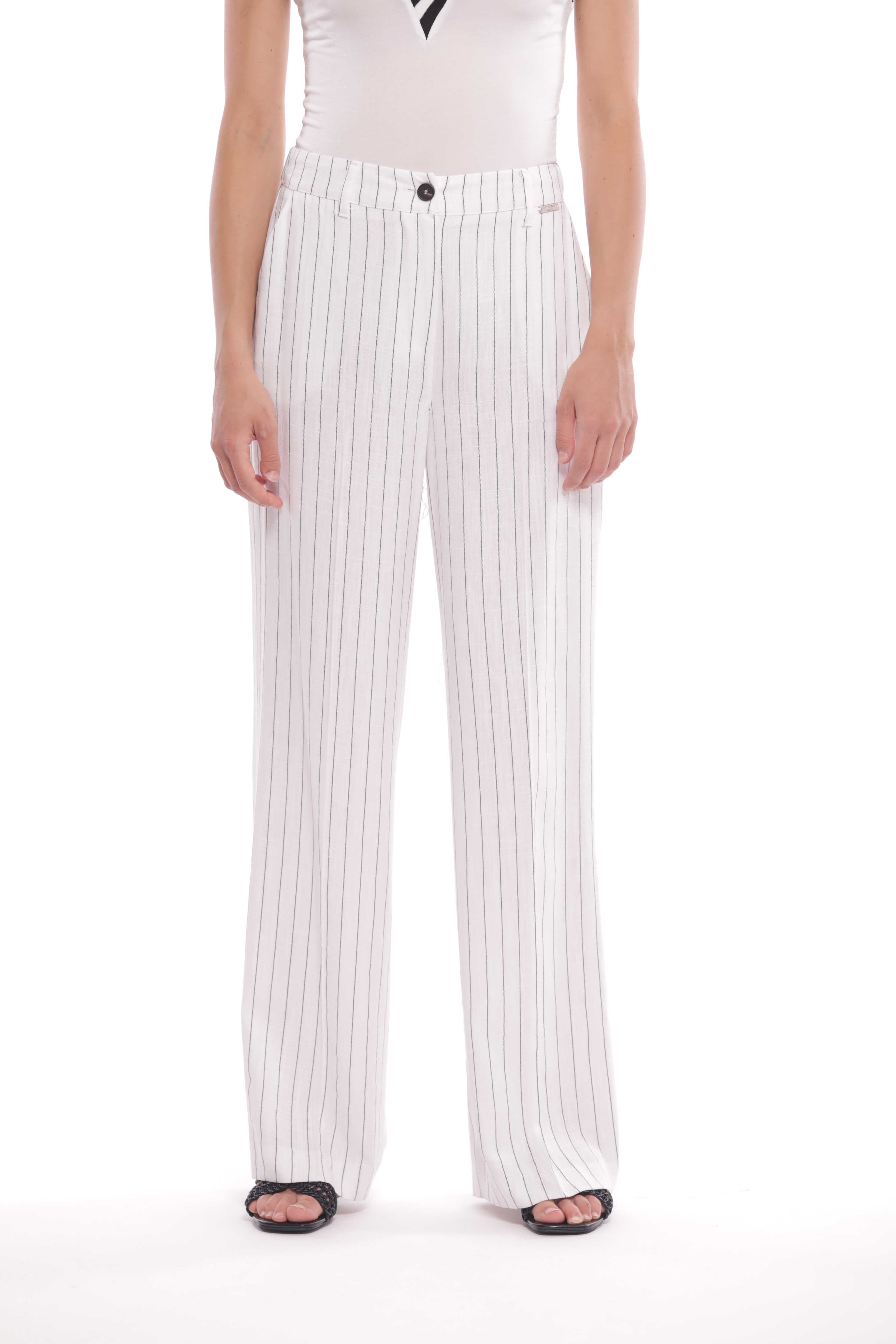 PANTALONE PALAZZO GESSATO EFFETTO LINO