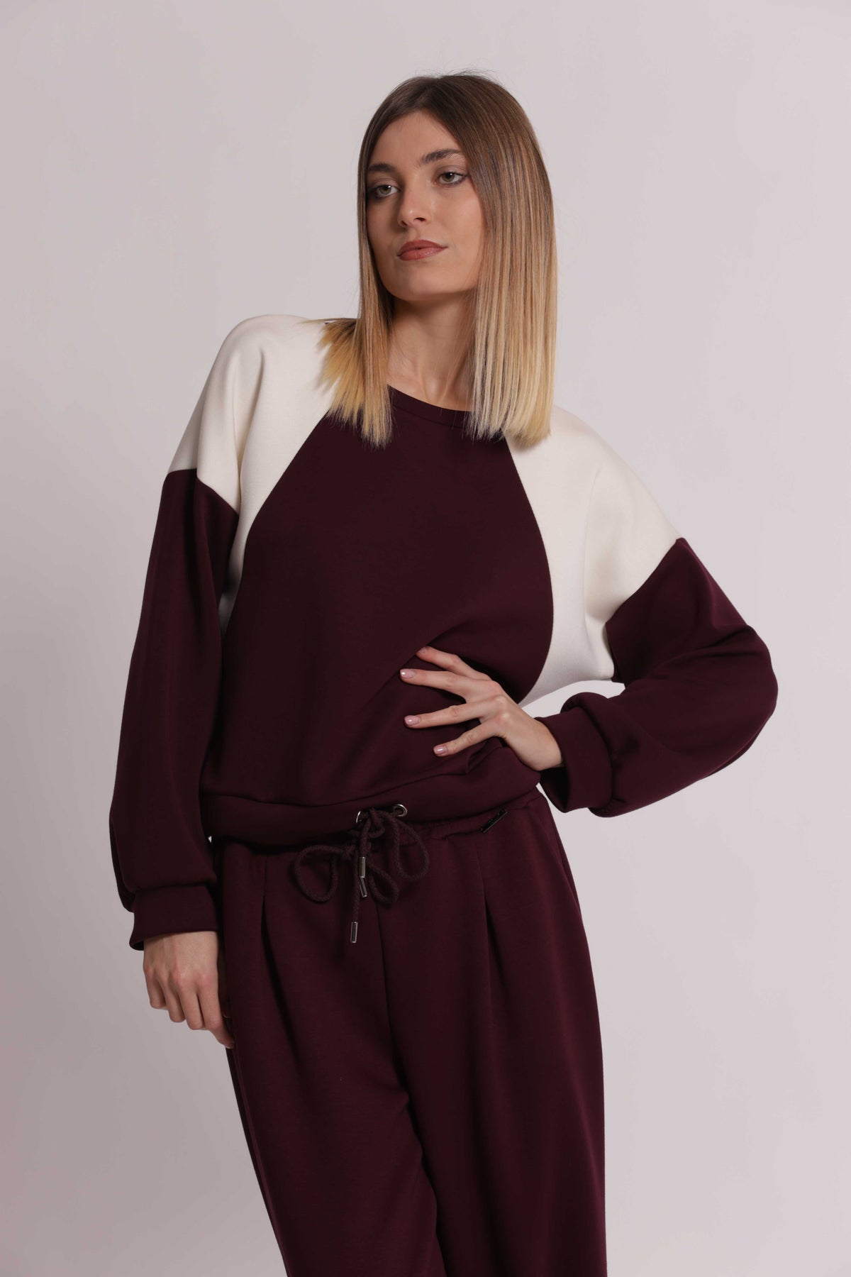 MIMI MUA FIRENZE-FELPA BICOLOR CON COULISSE
