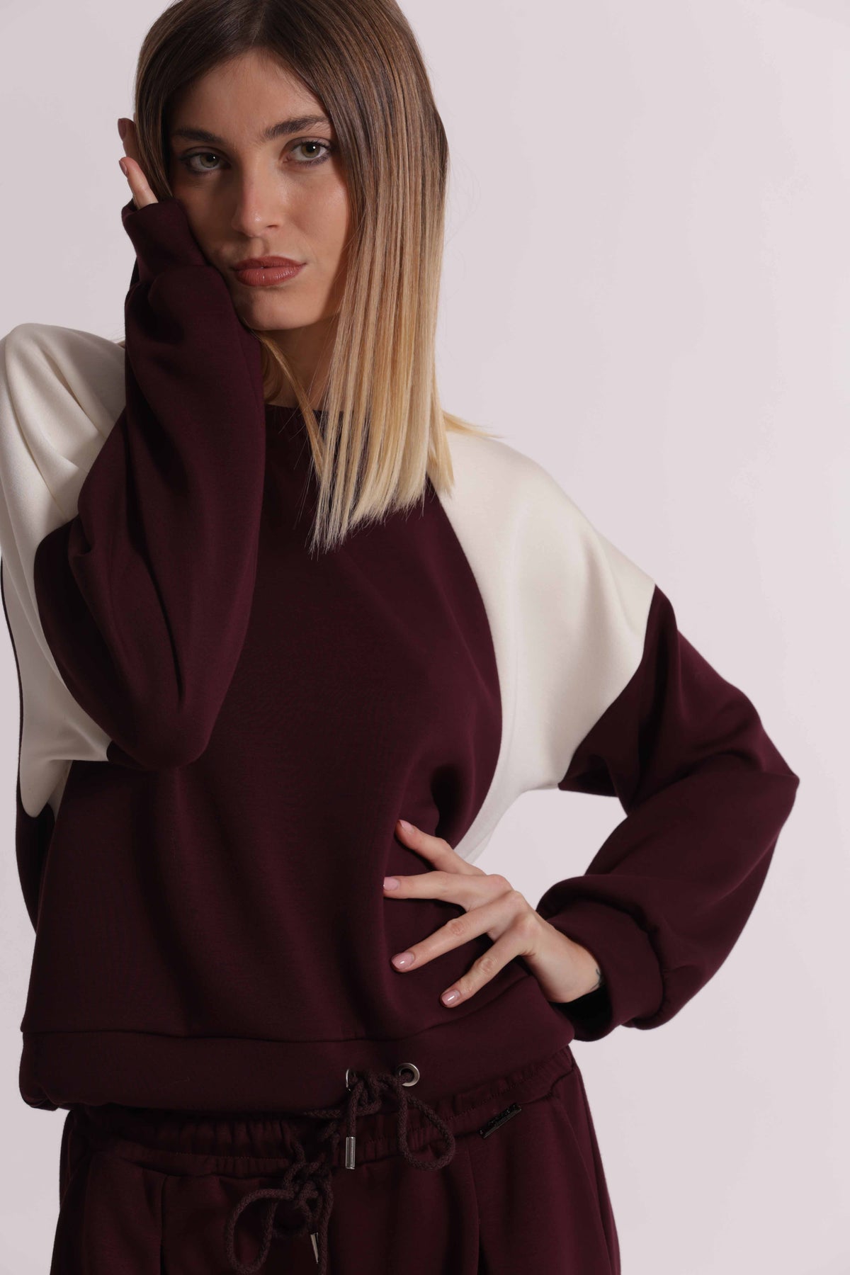 MIMI MUA FIRENZE-FELPA BICOLOR CON COULISSE