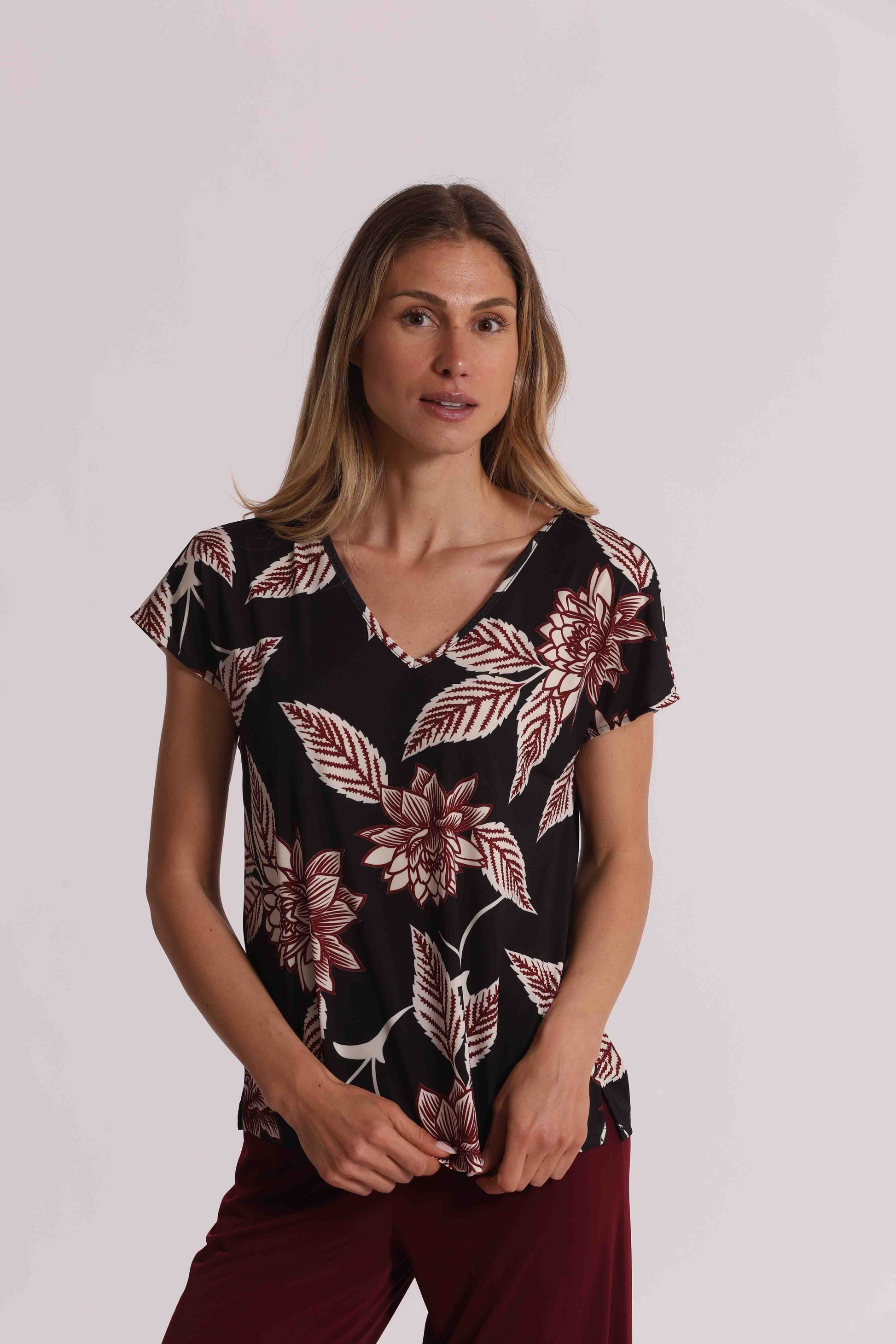 SHORT-SLEEVED ITY BLOUSE WITH PATTERN