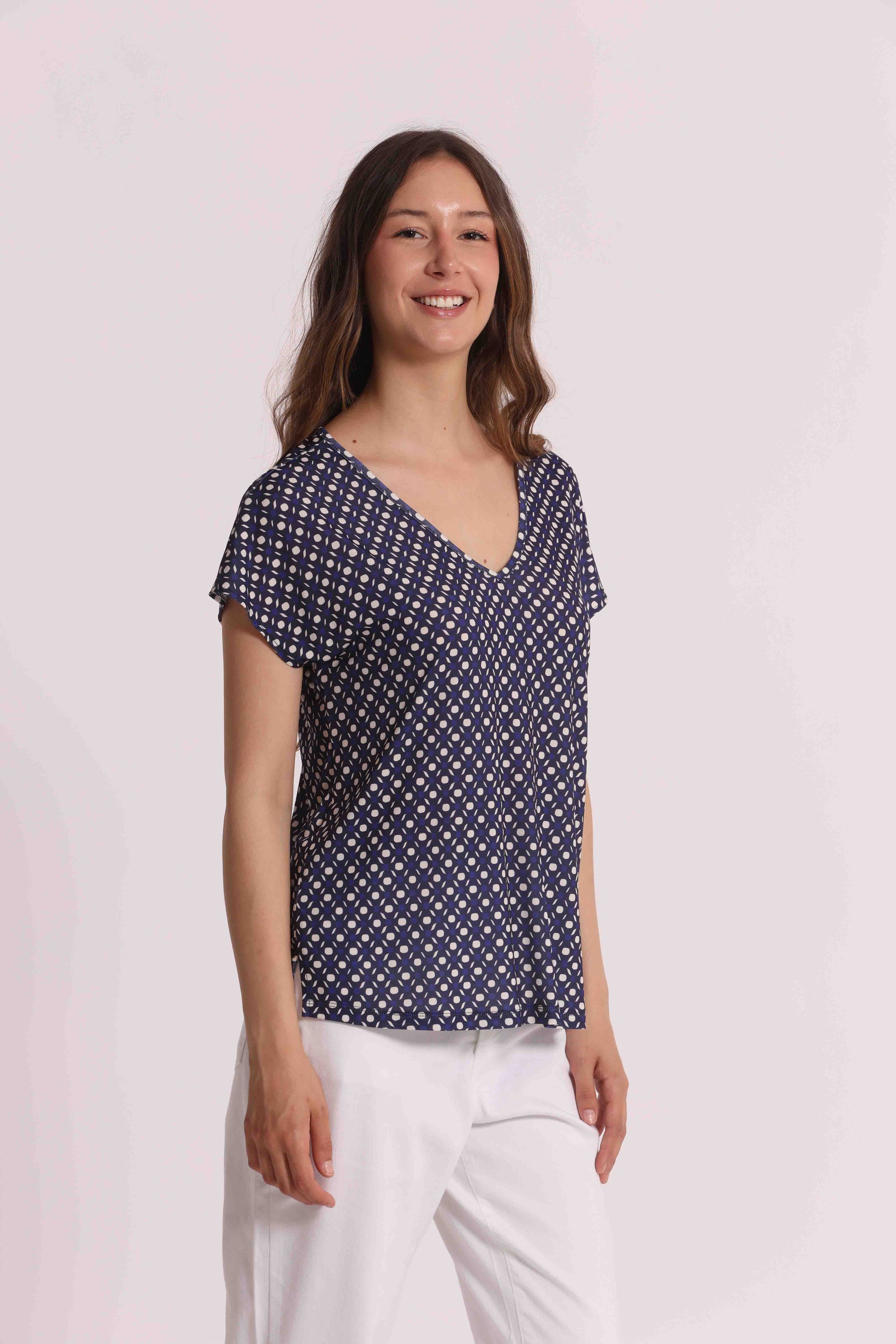 SHORT-SLEEVED ITY BLOUSE WITH PATTERN