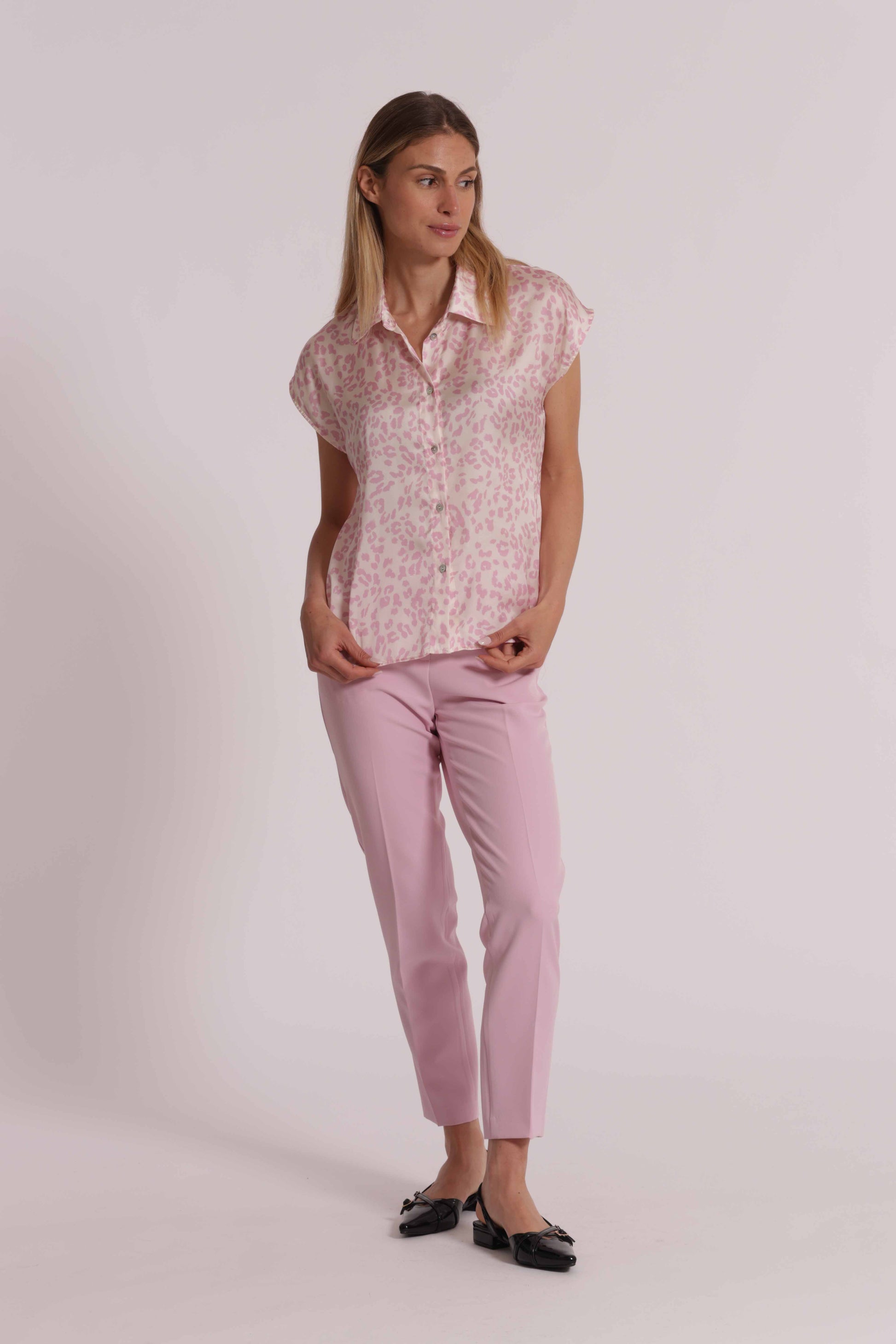 MIMI MUA FIRENZE-CAMICIA MANICHE CORTE ANIMALIER