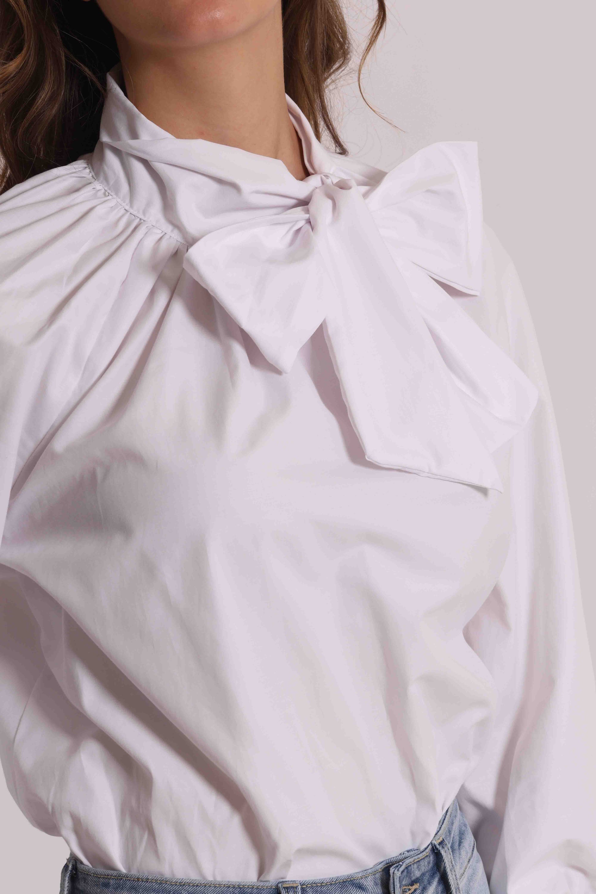 BLUSA A MANICHE LUNGHE CON DETTAGLIO FIOCCO