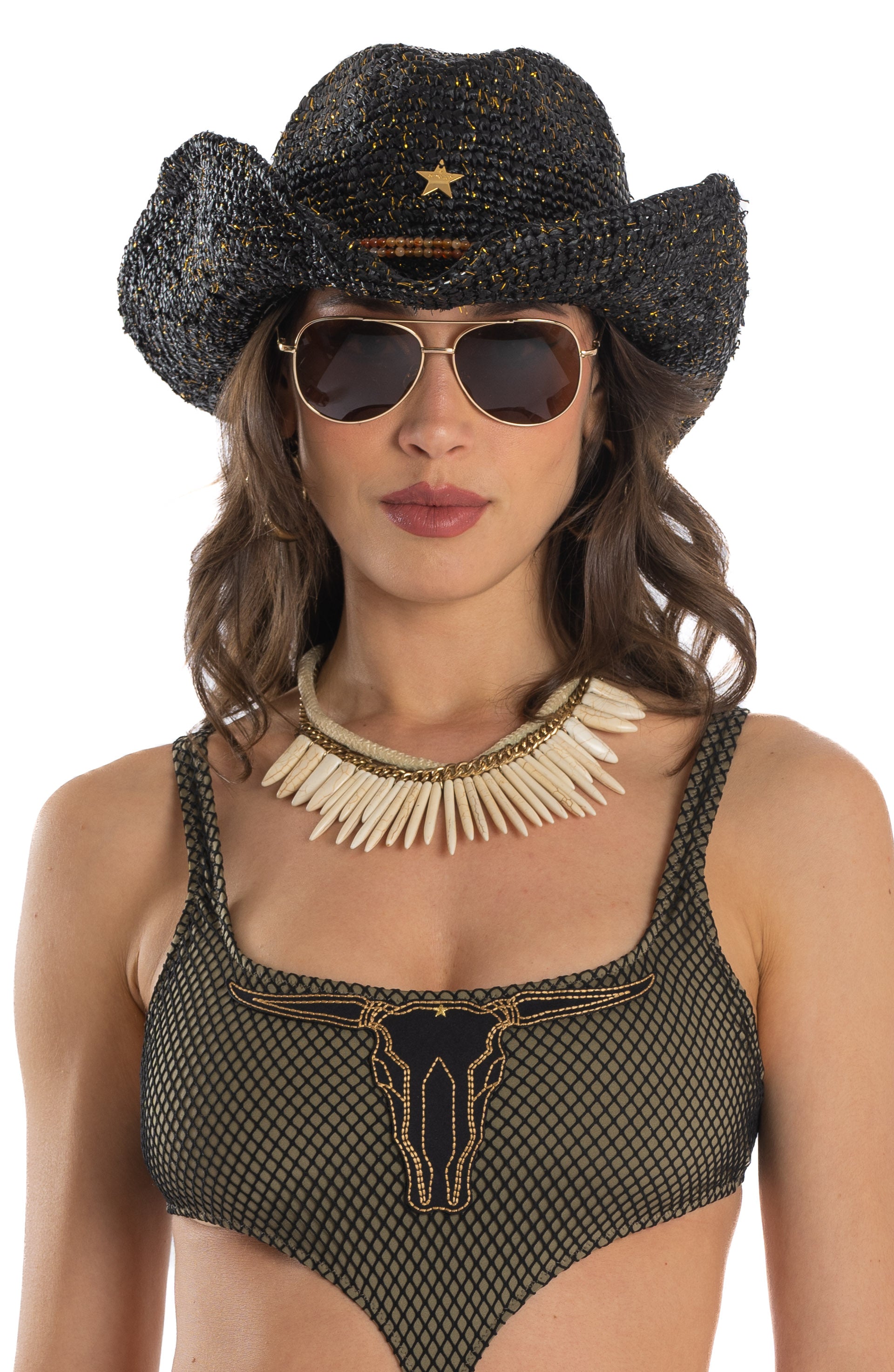 CAPPELLO RAFIA PIN-UP STARS