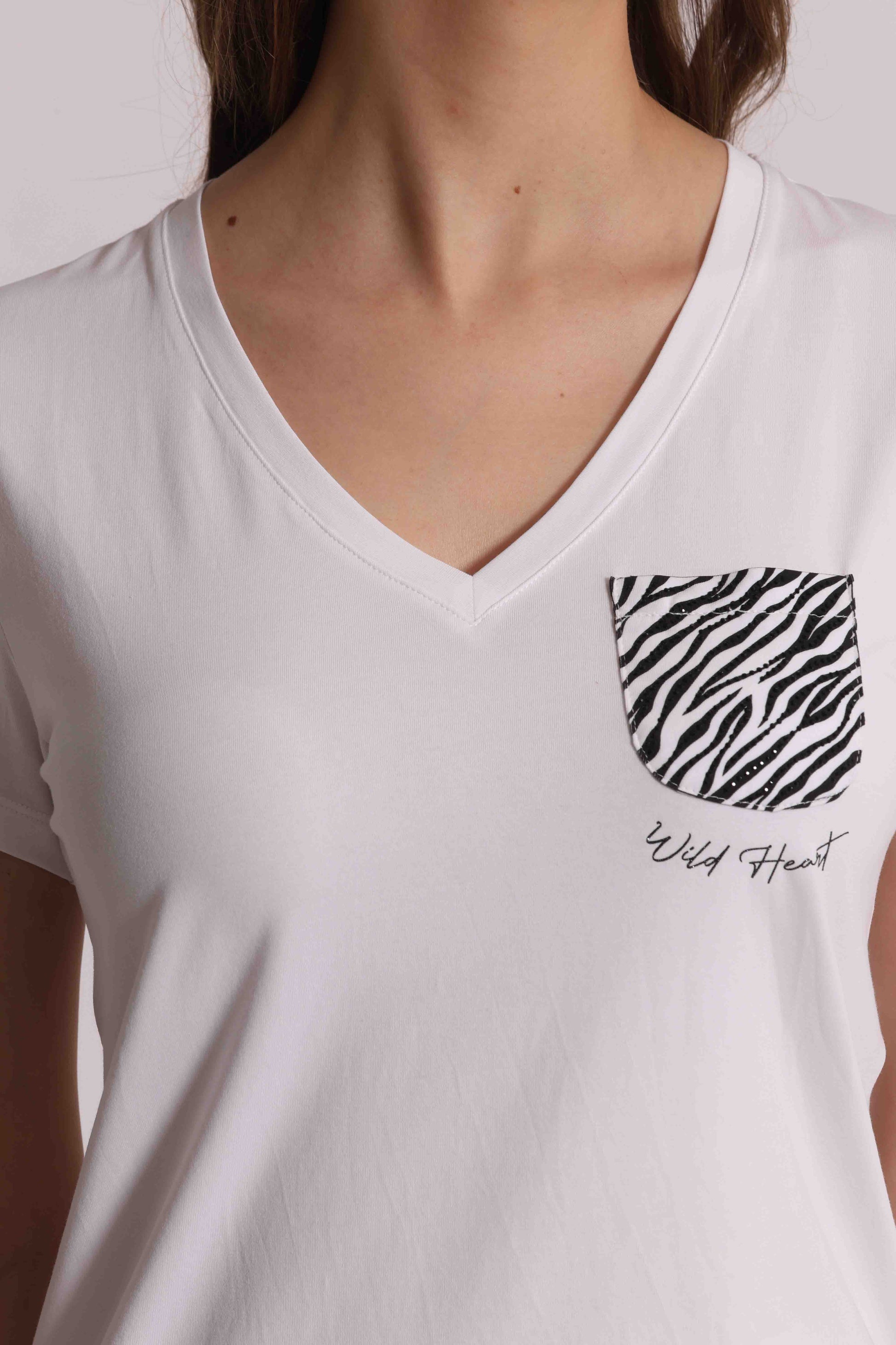 T-SHIRT CON TASCHINO ZEBRATO
