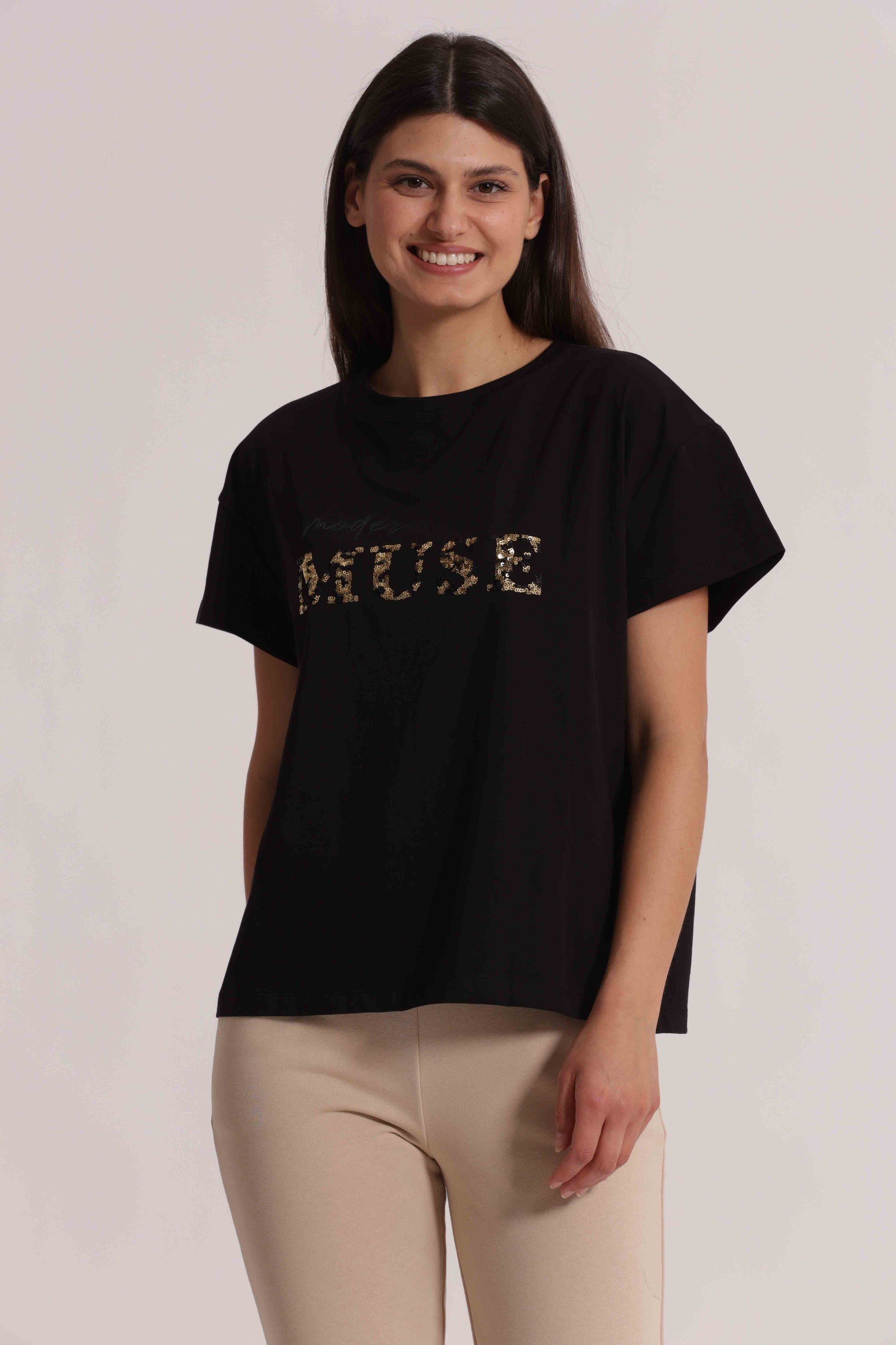 T-SHIRT "MODERN MUSE" CON PAILLETTES