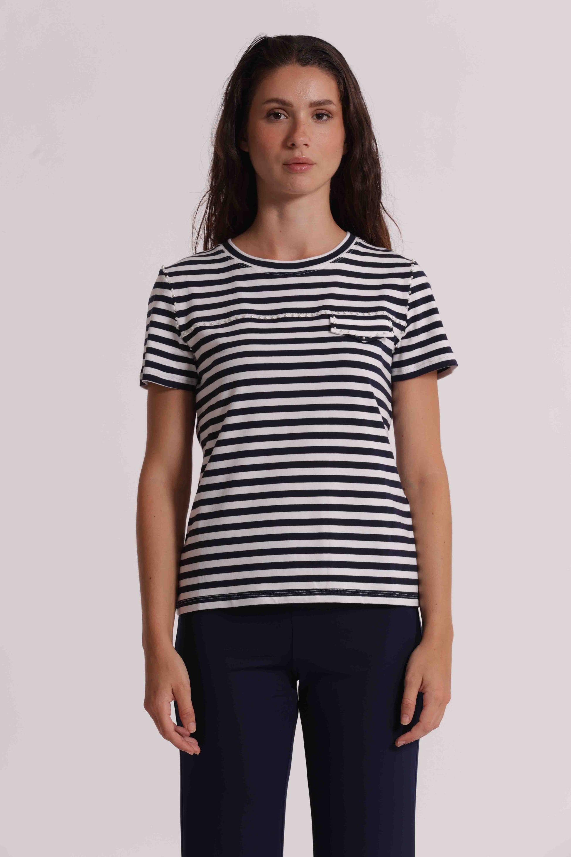 T-SHIRT A RIGHE CON BORCHIE