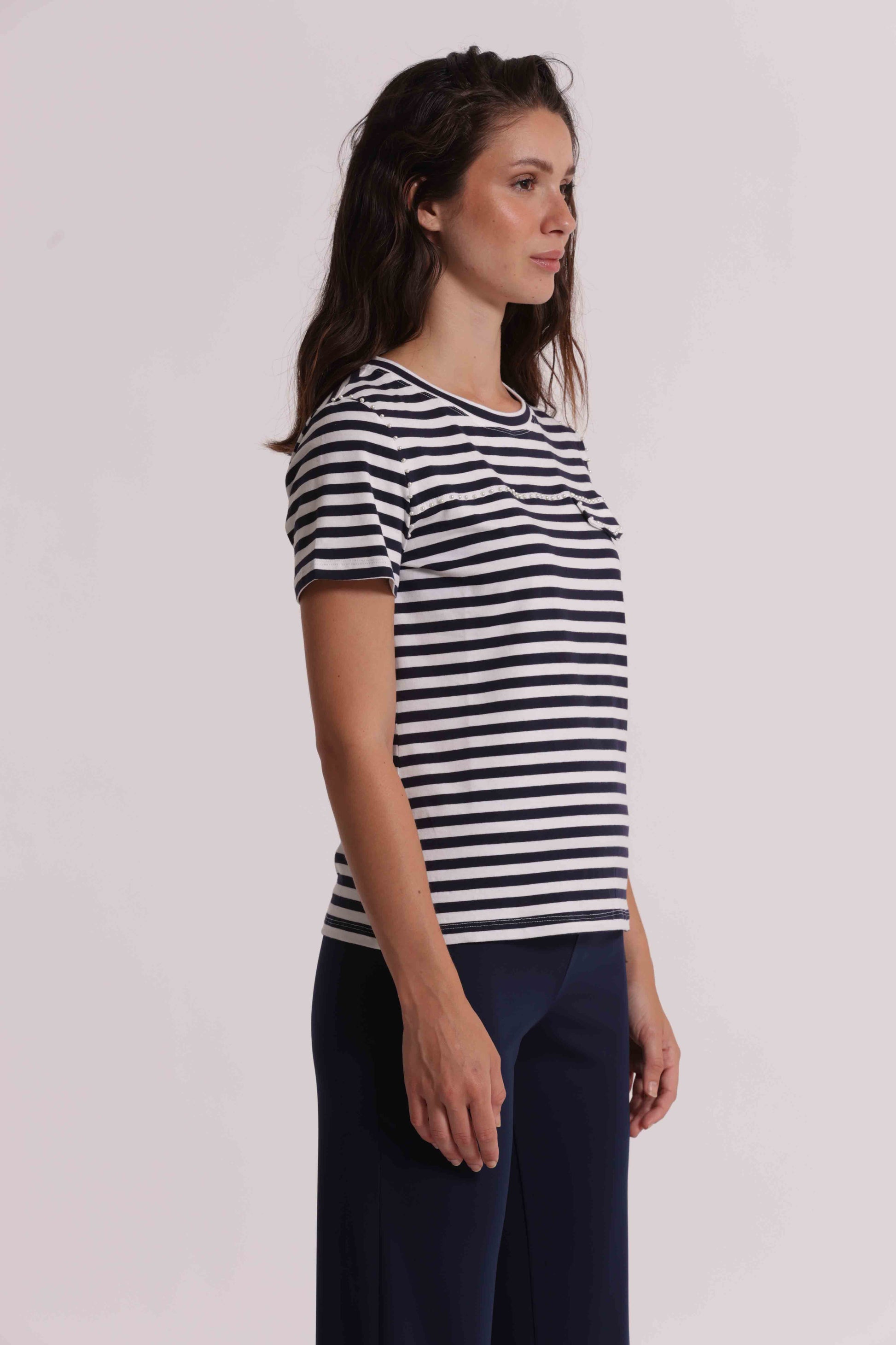 T-SHIRT A RIGHE CON BORCHIE