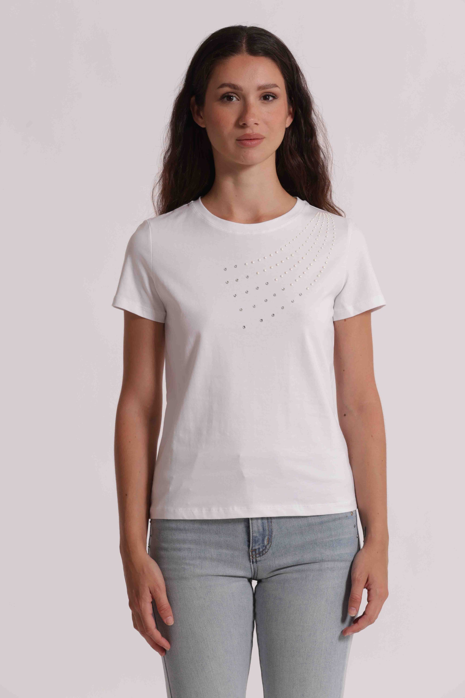 T-SHIRT MEZZE MANICHE CON BORCHIE FRONTALI