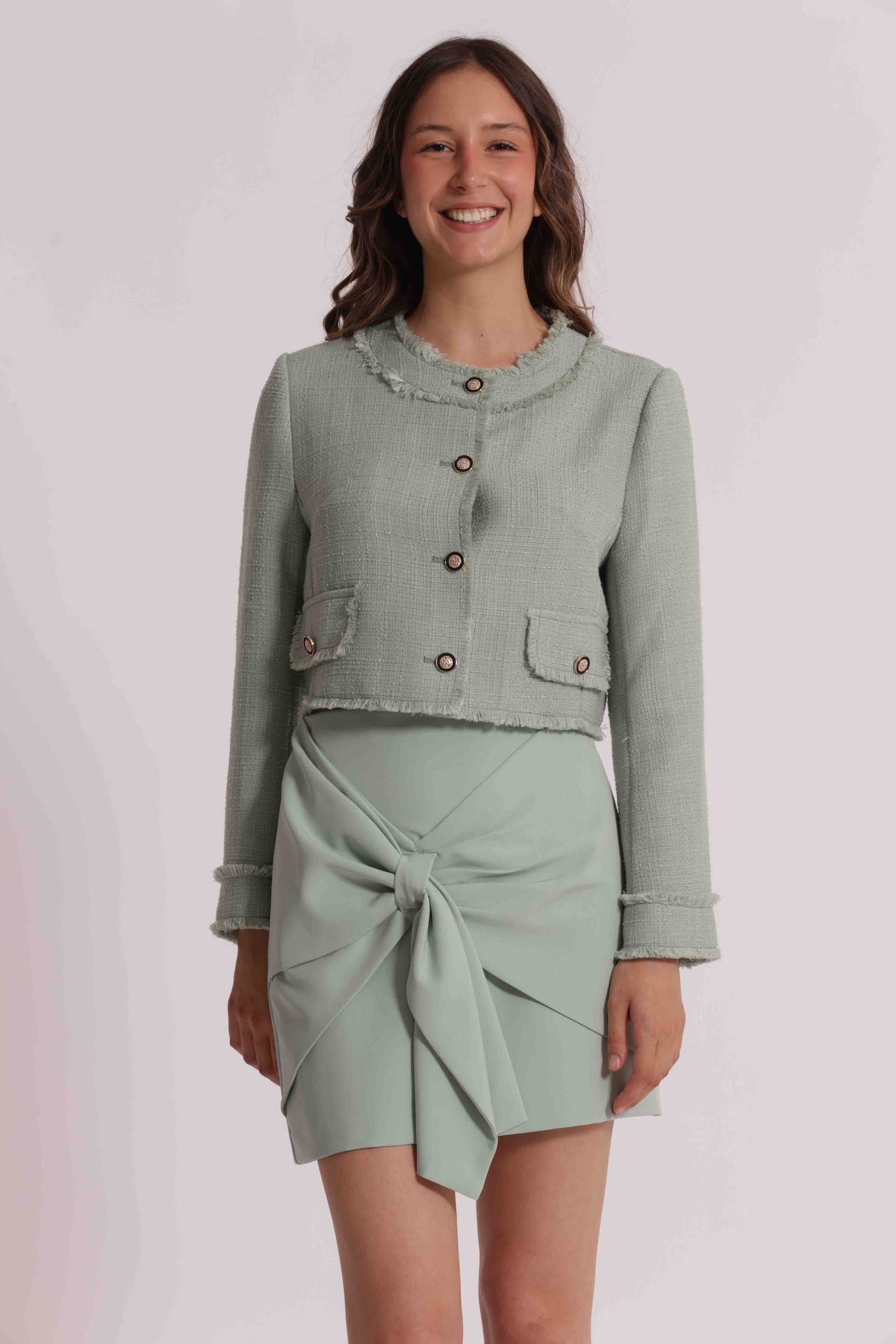 GIACCA IN TWEED CON BOTTONI GIOIELLO