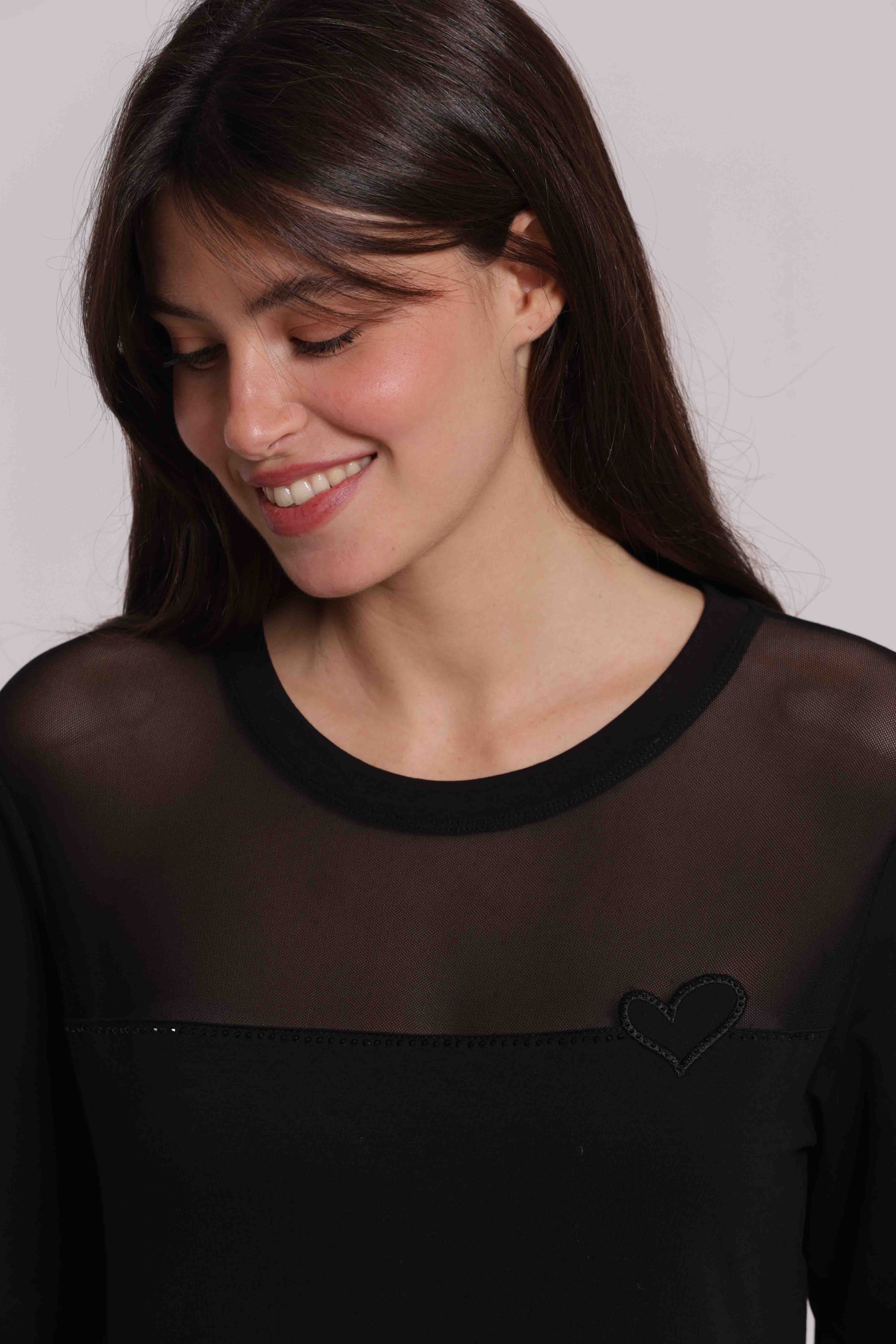 MIMI MUA FIRENZE-T-SHIRT MANICHE LUNGHE CON TRASPARENZA SU SPALLE